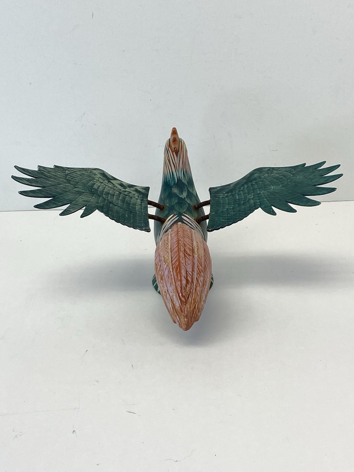Vintage Folk Art Hand Painted Rooster w/ Articulated Spring Wings Tin / Resin