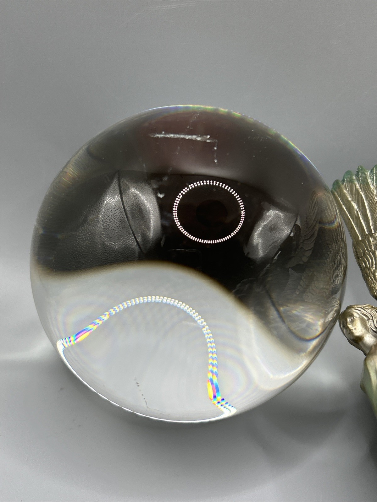 Franklin Mint Angels of Hope Crystal Ball Fine Pewter By Jeane Dixon 8.5”Tx5”D