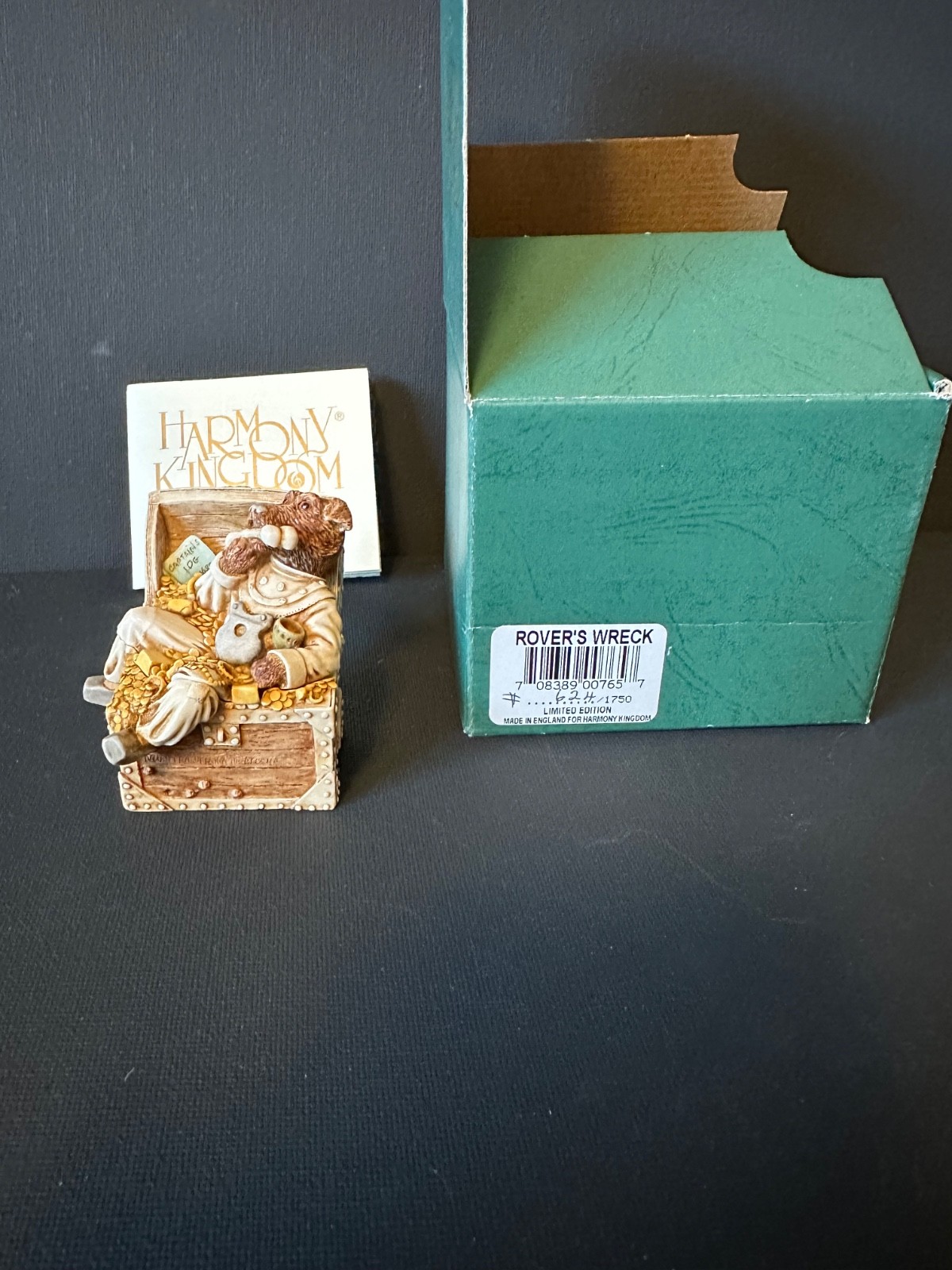 Harmony Kingdom Rover’s Wreck Dog On Treasure Chest SIGNED Rare 624/1750