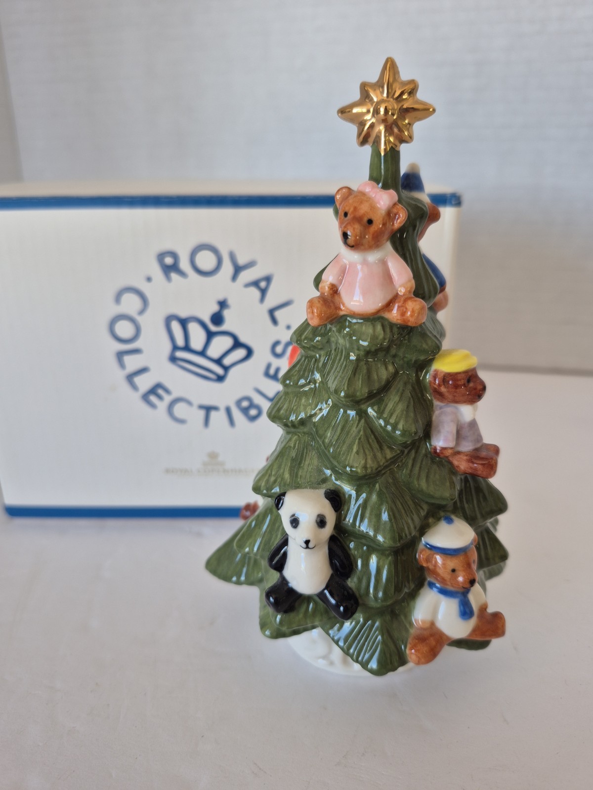 2013 Royal Copenhagen Annual Christmas Tree Teddy Bear Porcelain Figurine Rare
