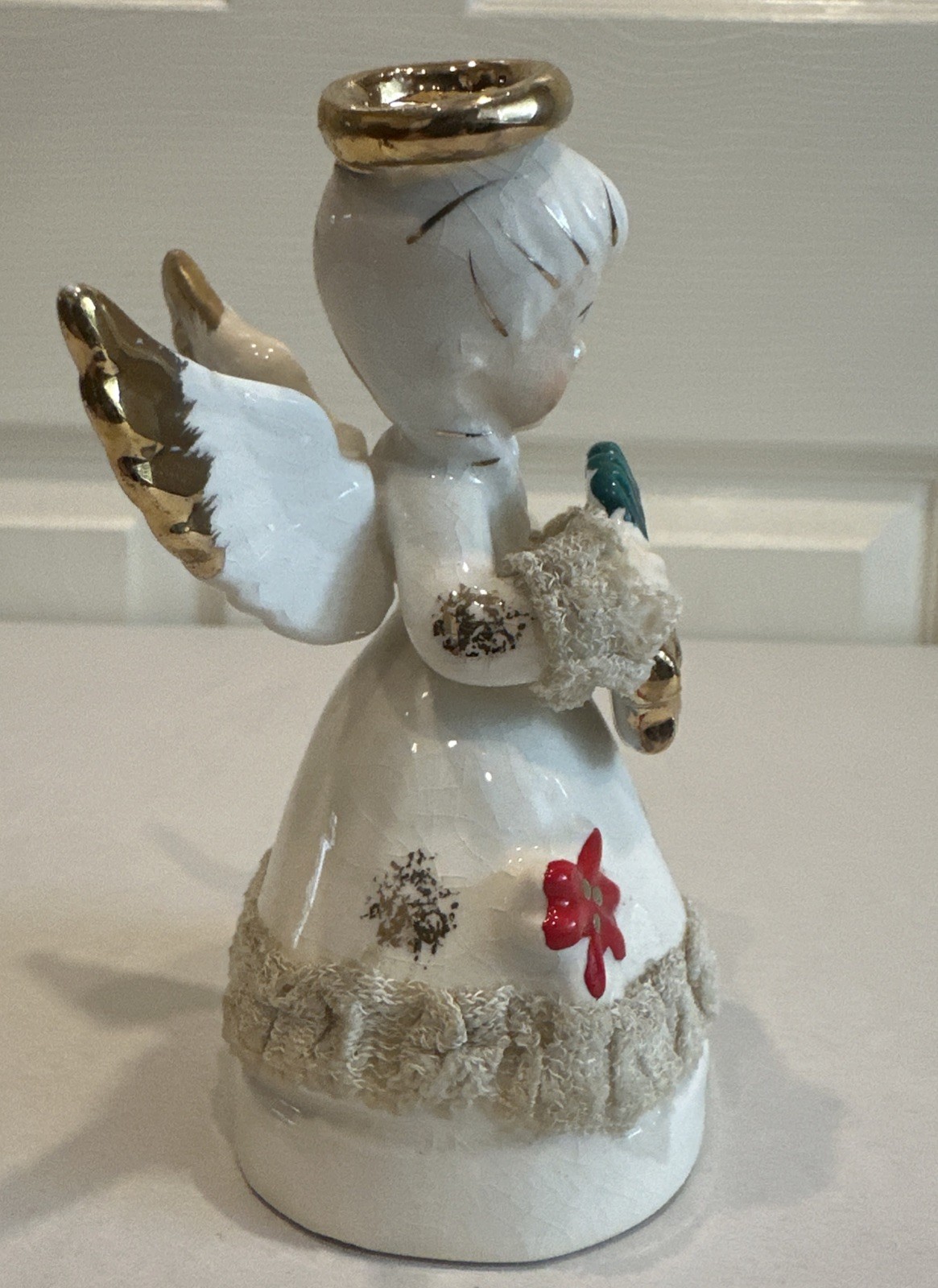 Vintage ART December Birthday Angel With Christmas Wreath Japan