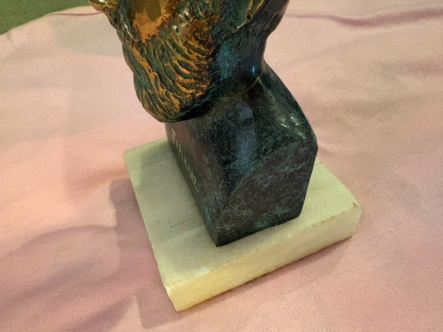 6-inch Pericles Cast Bronze NICE patina Greek Bust Sculpture Stone Base Kresilas