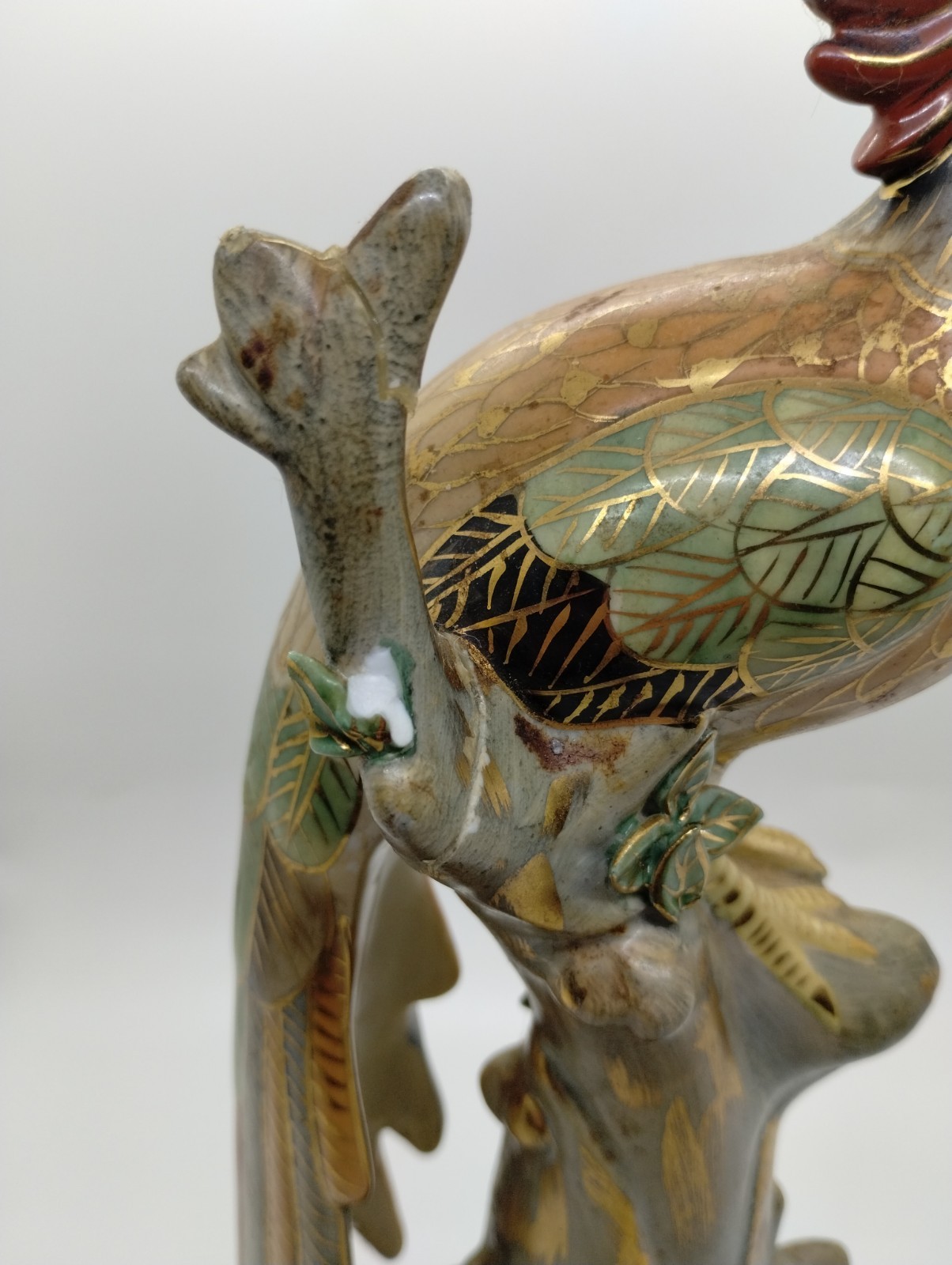 Vtg Ethan Allen Bilwan Macau Phoenix Bird Hand Painted Pottert 10.5″ – Damaged