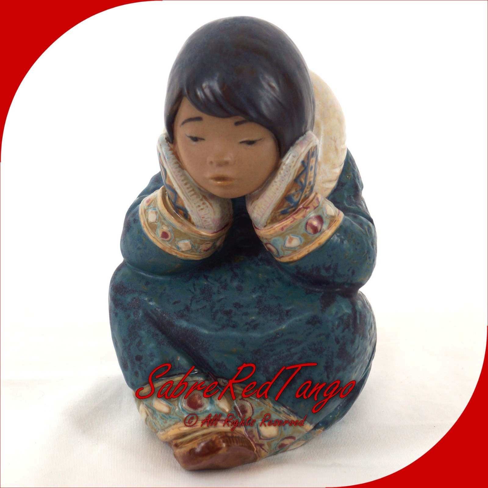 LLADRO PENSIVE ESKIMO GIRL FIGURINE FRANCISCO CATALÁ #12158 WITH BOX