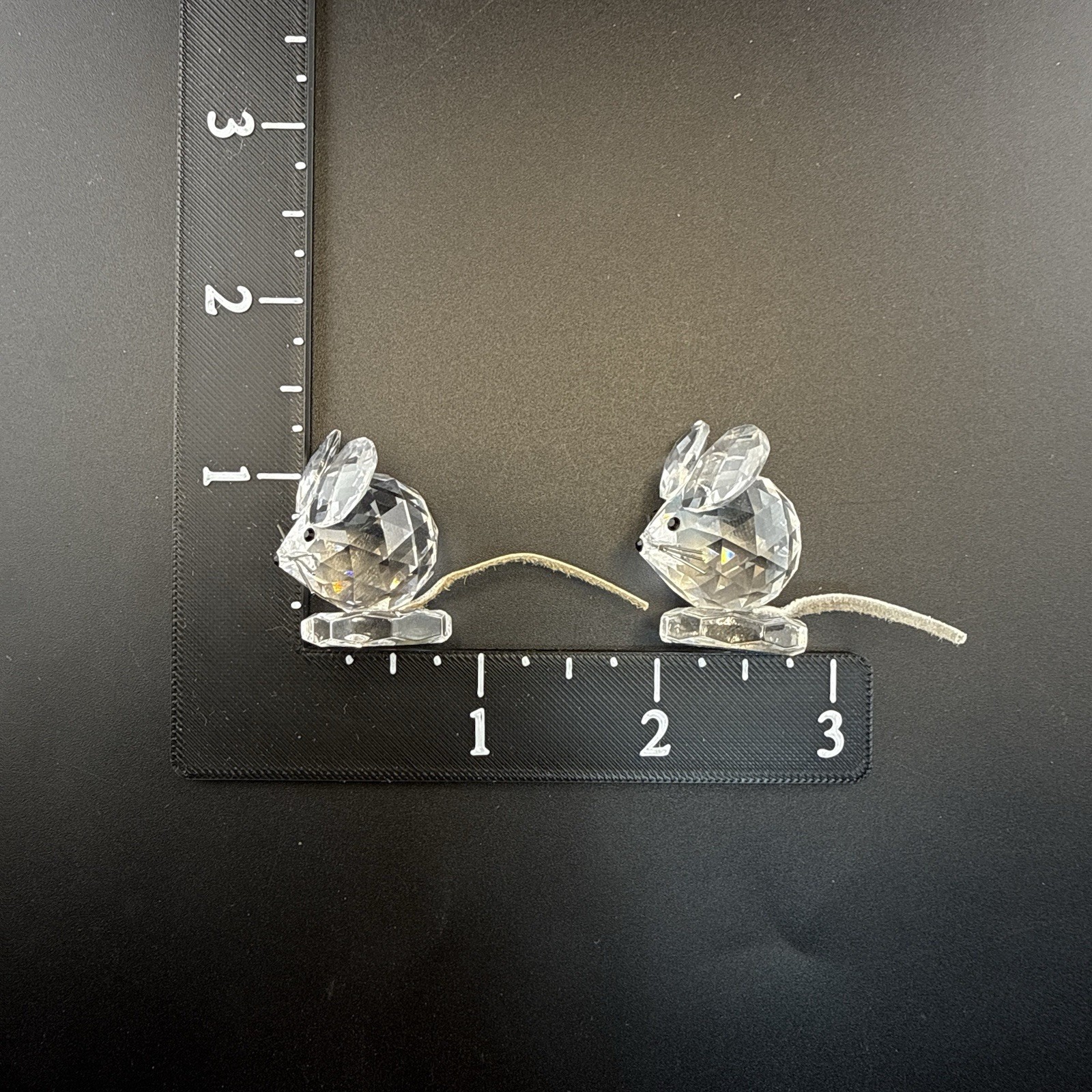 Swarovski Replica Mouse Crystal Figurine Set of 2 Farm Mice Box Leather Tail