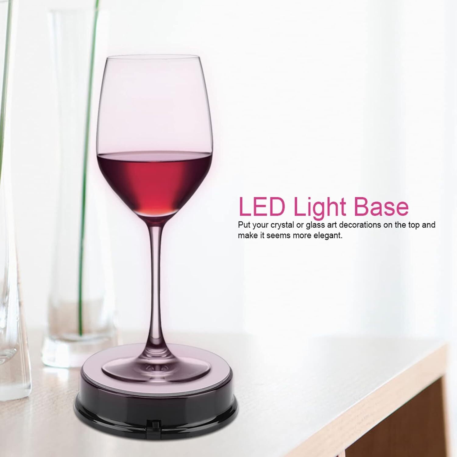 2pcs LED Light Display Base Stand 7 Color Lamp Holder Crystal Glass Art Figurinm