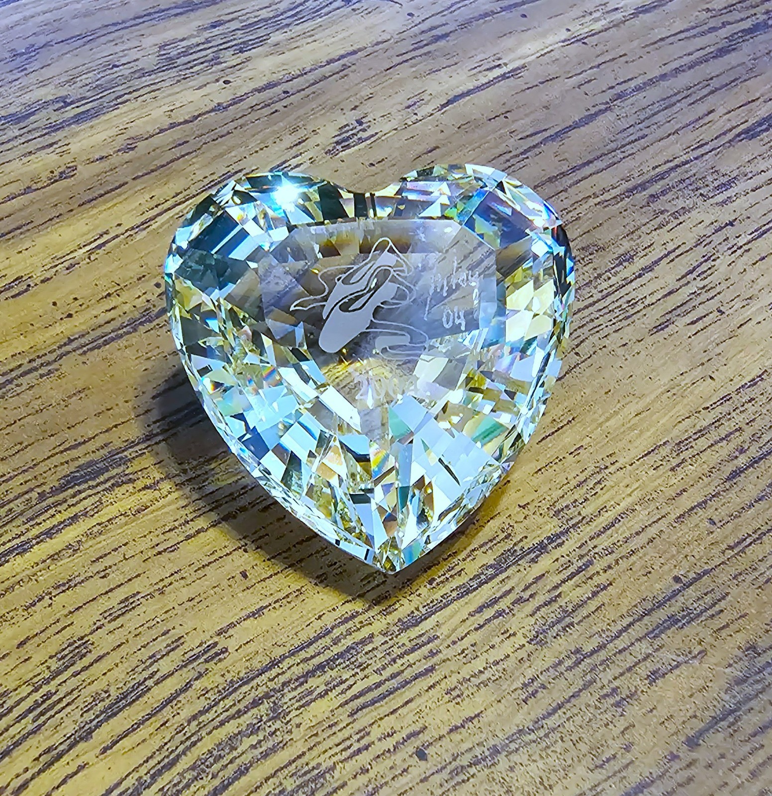 💛 Swarovski Crystal *ARTIST SIGNED* 2004 Yellow Anna Ballet Shoe Heart Figurine