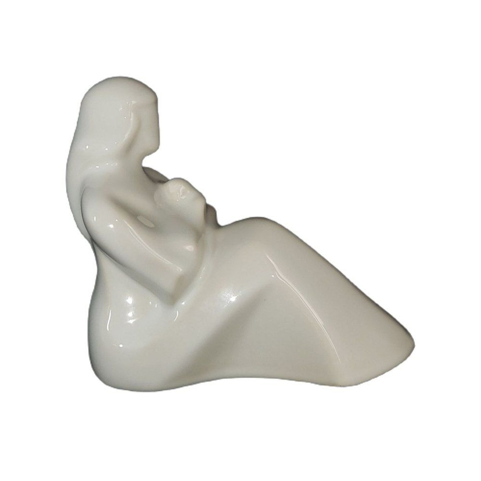 VTG Haeger Mother And Child Figurine Statue Stoneware White MCM Art Deco