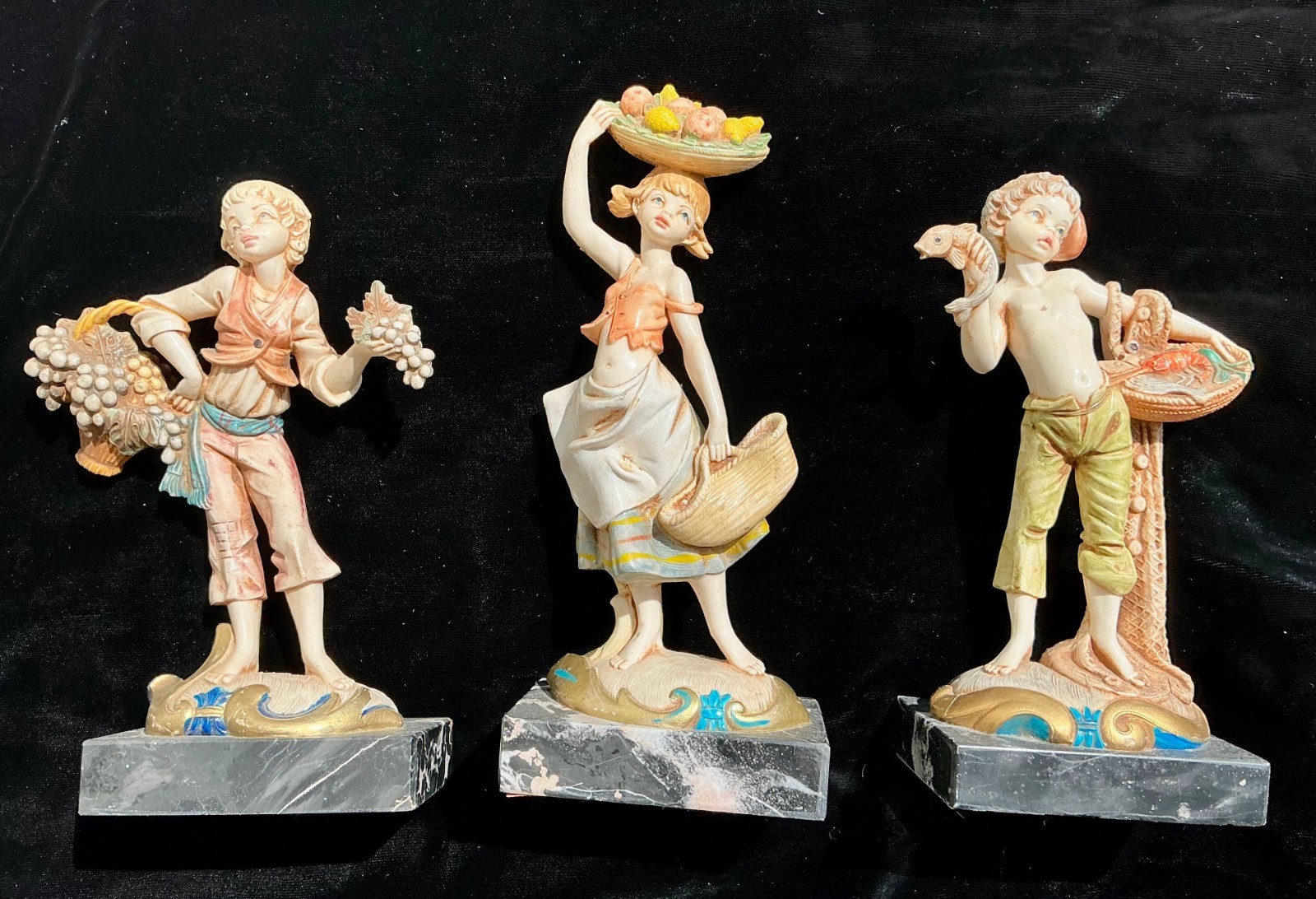 Vintage Figurines – Genuine Carrara Marble, made in Depose Italy. #721, 722, 727