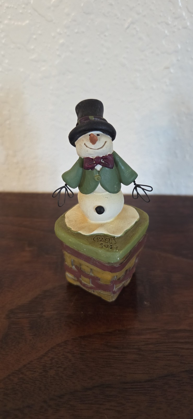 Blossom Bucket Snowman Basket Trinket Suzi Skoglund 2003 NOS