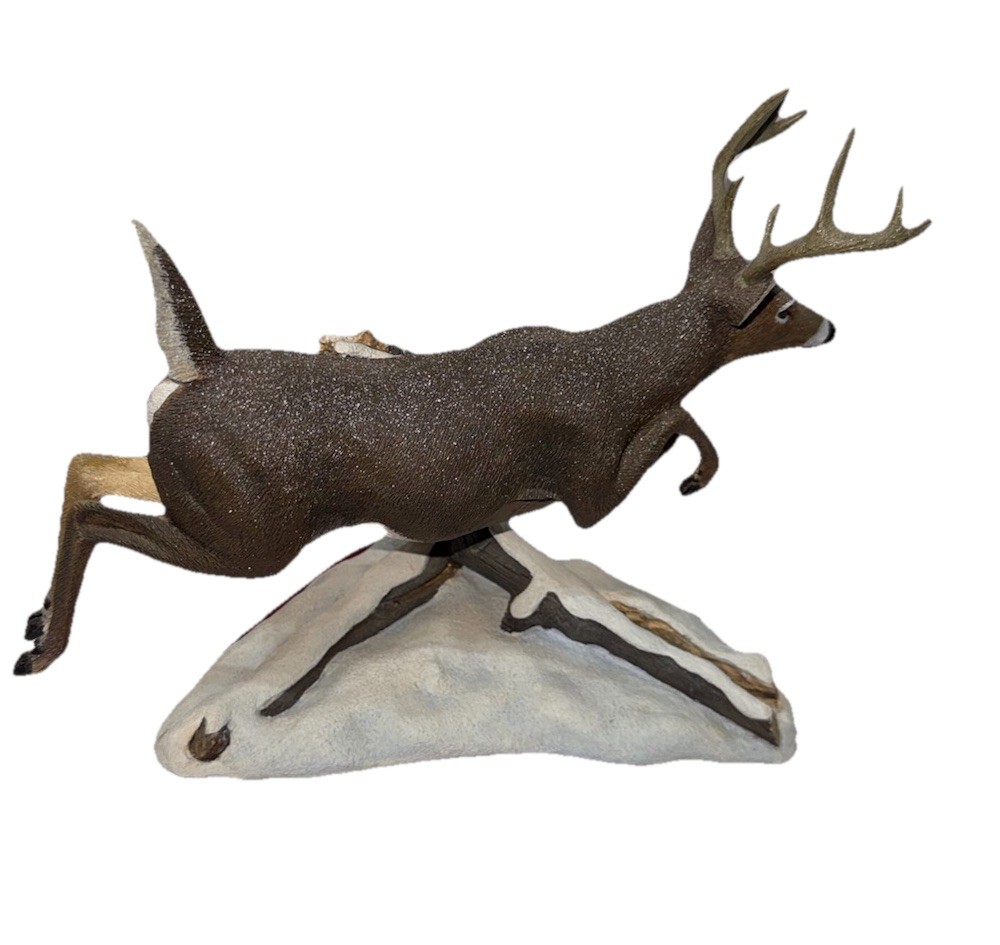 Danbury Mint Flying High Bob Travers Whitetail Deer Sculpture MINT Box COA