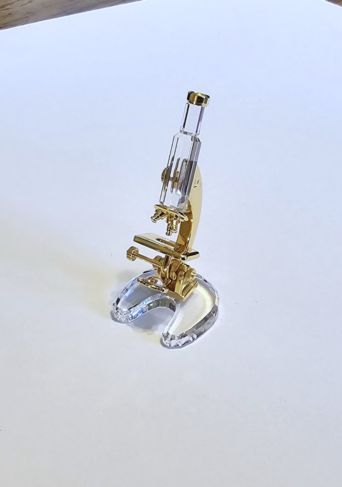 🔬 Swarovski Crystal MINI 2001 Times Past, Gold Plated, Microscope Figurine, NIB