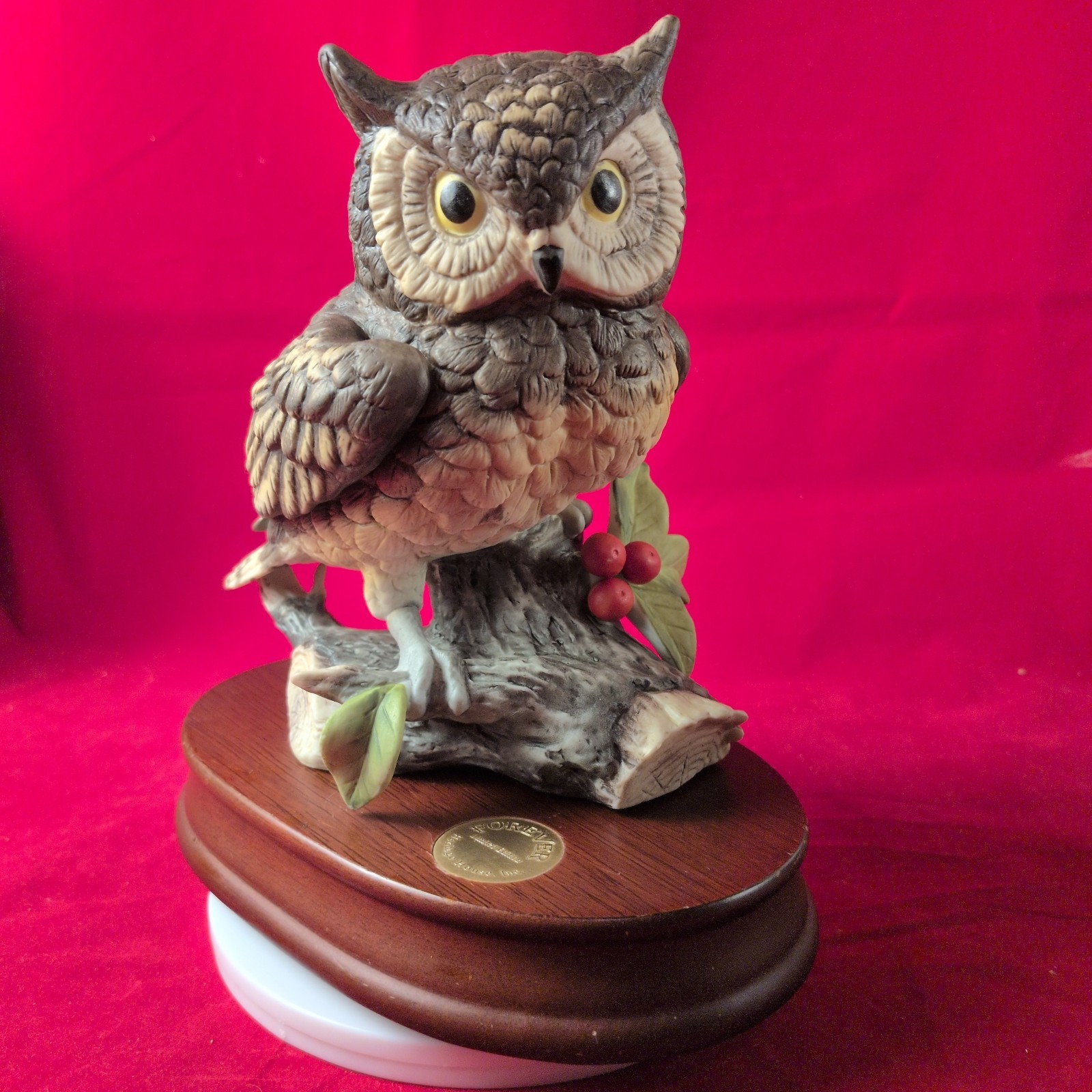 Heritage House Forever Always Limited Edition Owl Figurine Music Box on Base