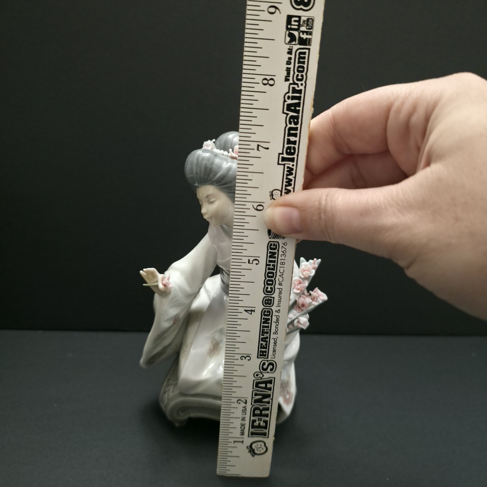 LLADRO Geisha 1450 Kiyoko, Oriental Girl Glossy Retired Geisha 7 Inch Vtg