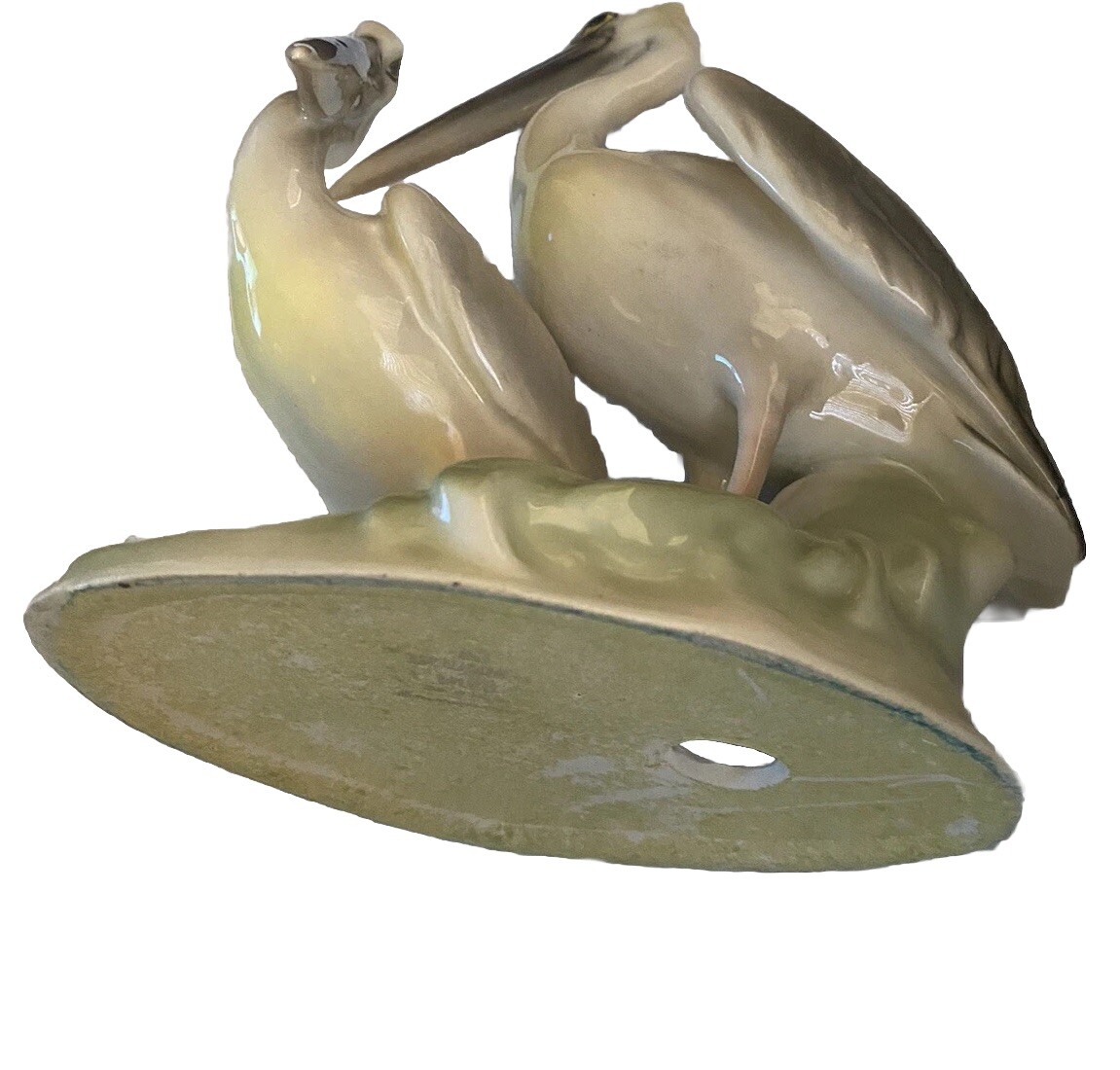 Keramos Wien Austria Signed Royal Belvedere Porcelain Pelicans Vintage Figurine