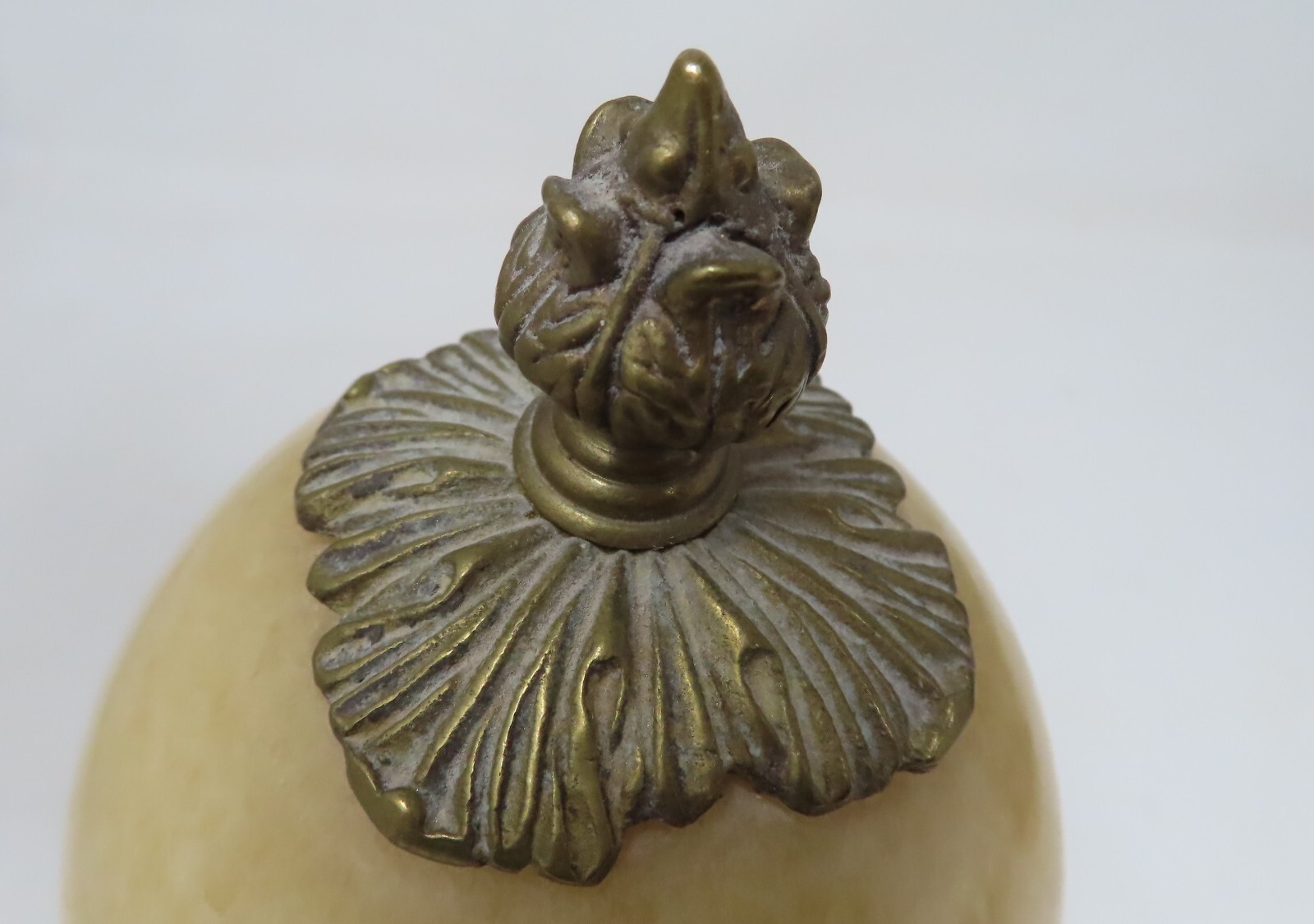1960’s Brass Alabaster Stone Pedestal Egg Three Legged Stand