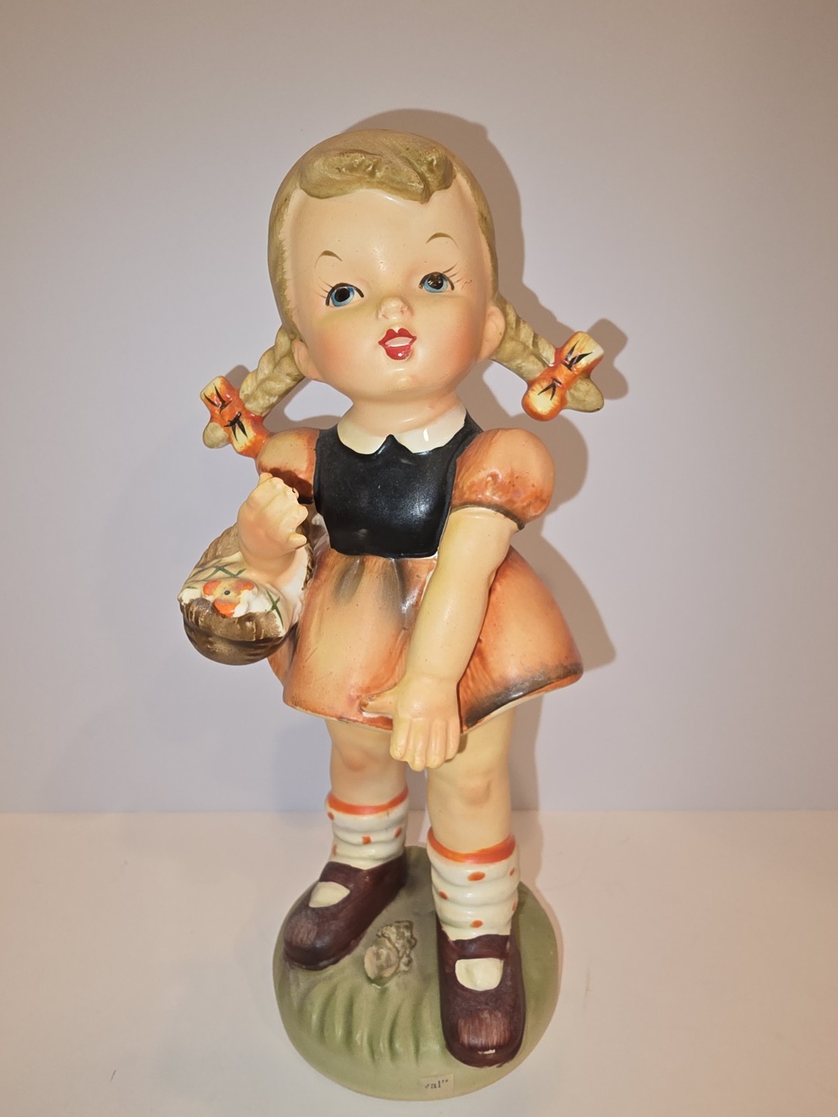 Vintage ARNART Erich Stauffer Japan Figurine 6262 Little Girl Flower Basket 7”