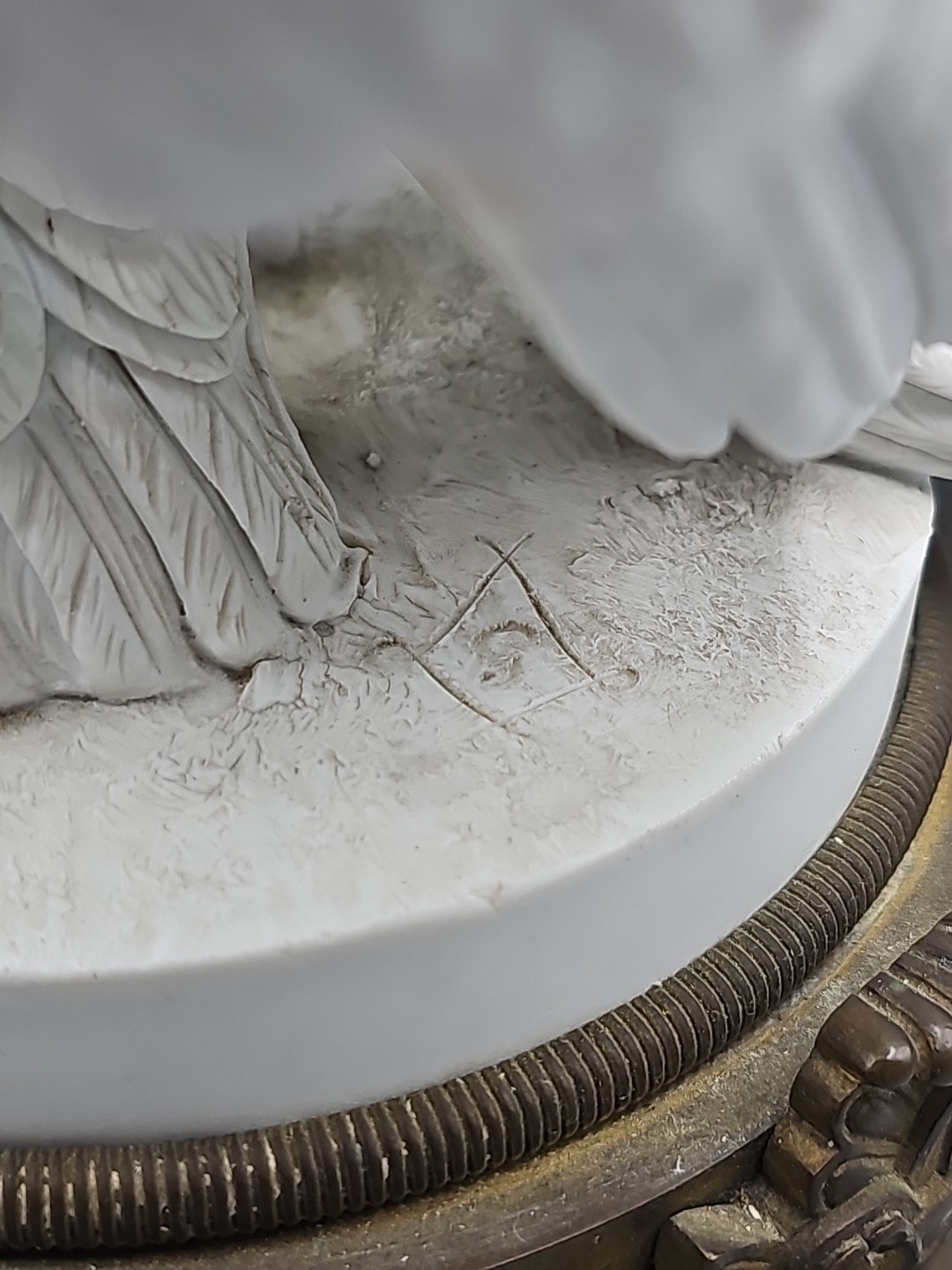 ANTIQUE SEVRES BISQUE PORCELAIN NAPOLEON III EAGLE ON BRONZE-FOOTED BASE