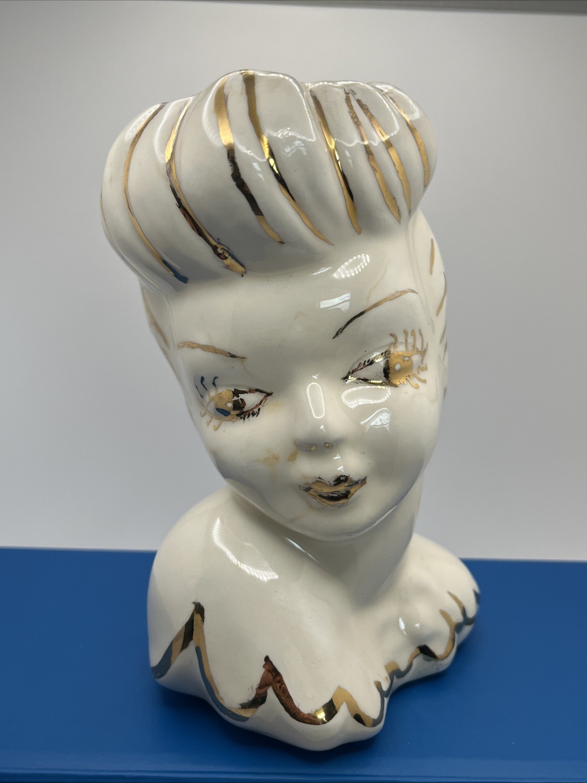 Vintage 1954 Glamor Girl 6” Porcelain Statue – Gold Accents – Mary Ann Geyer ‘54
