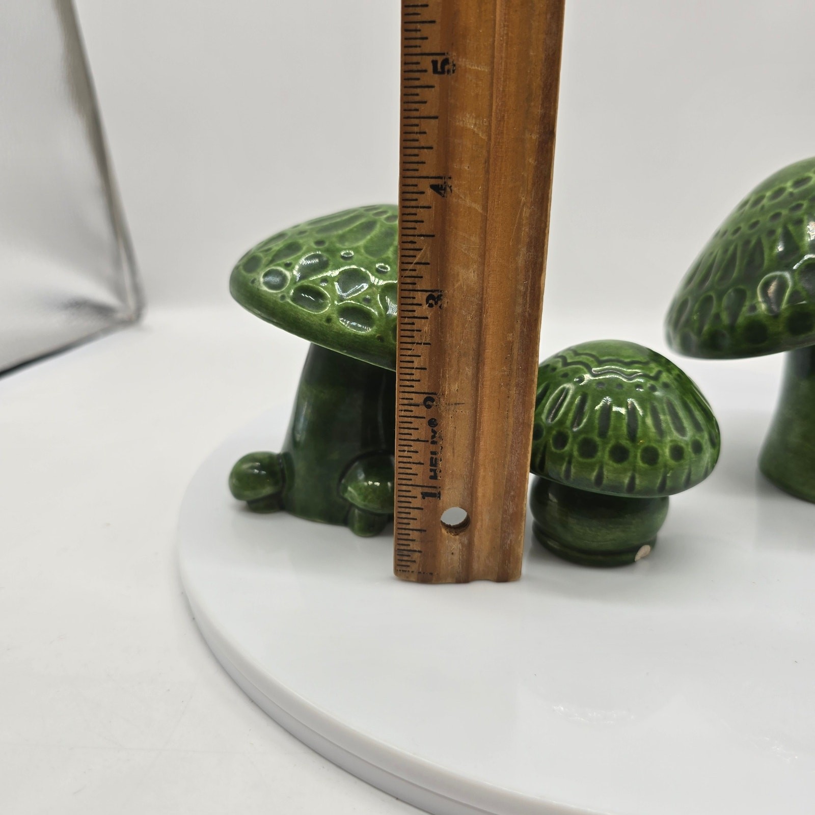 Vintage Ceramic Mushroom Figurine Set of 3 Mid Century Cottagecore Home 1973 MCM
