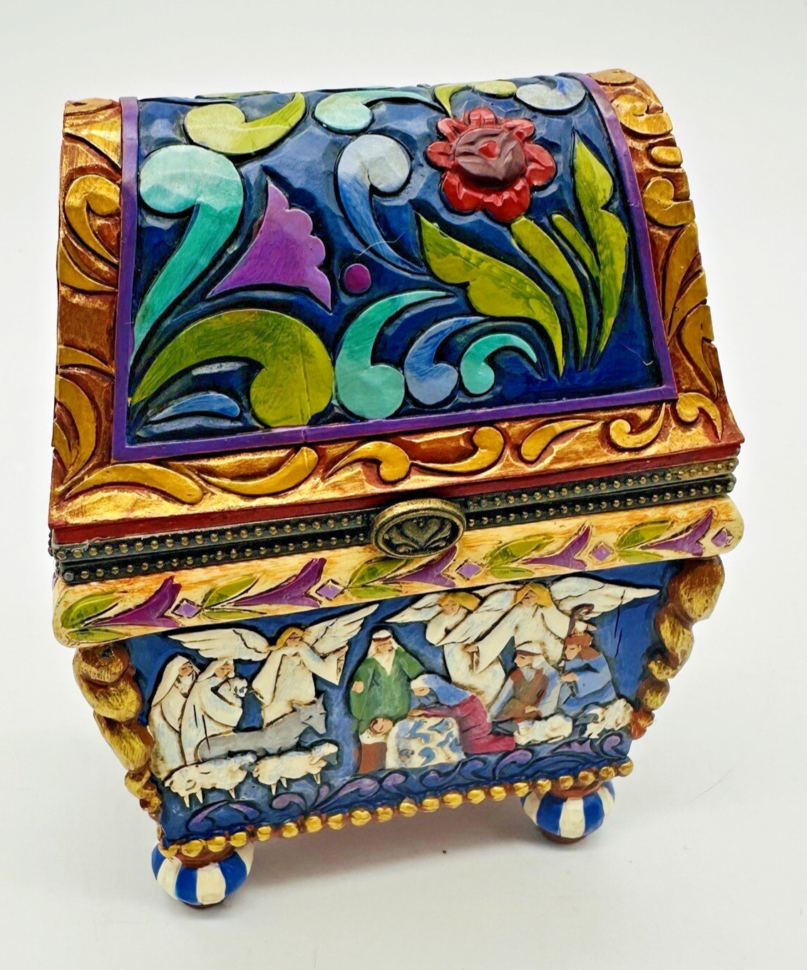 2009 Jim Shore Bearing Gifts For The Newborn King Nativity Hinged Box 4014472