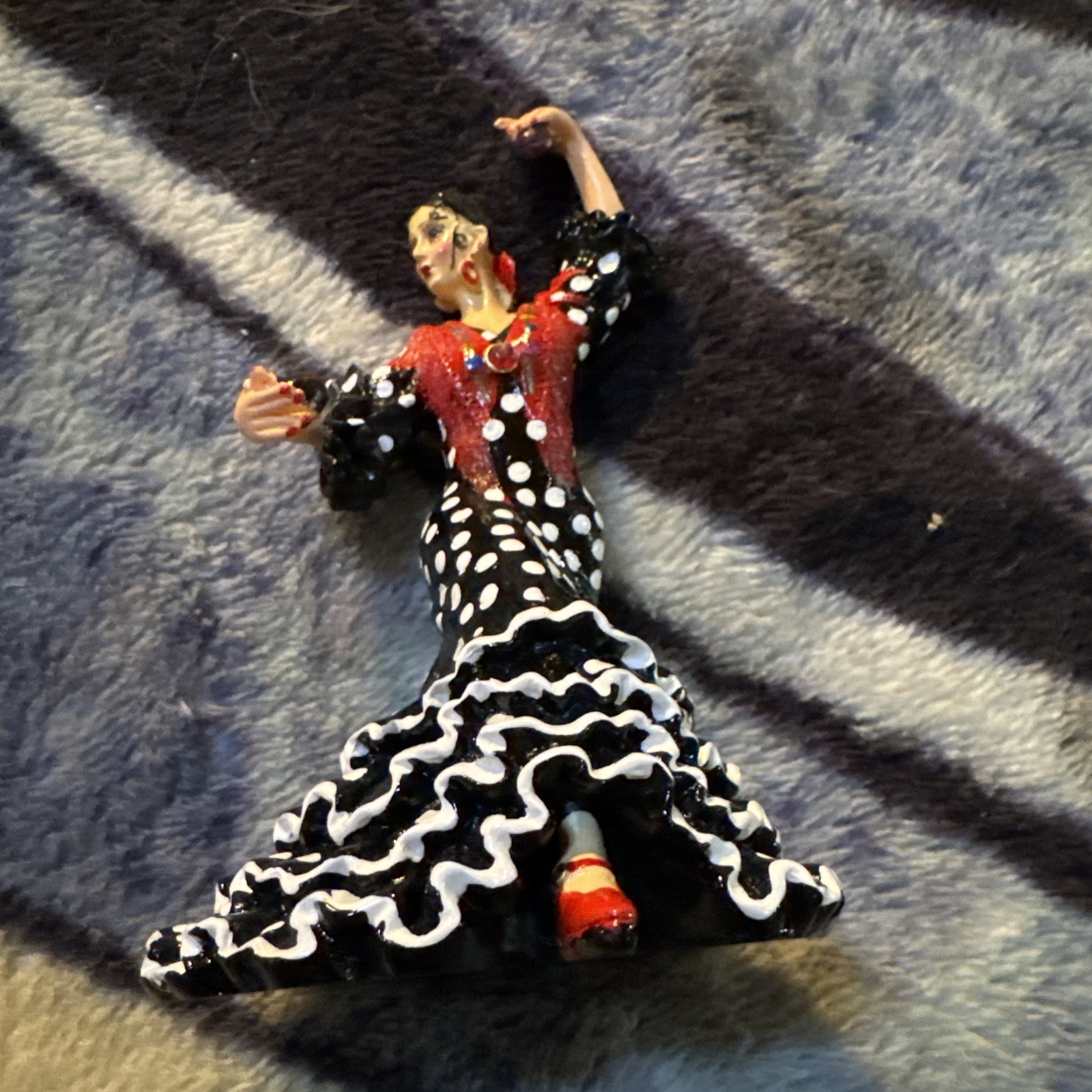 2008 Barcino Madrid Spain FLAMENCO DANCER Red w/Black Figurine Hand Painted 5″