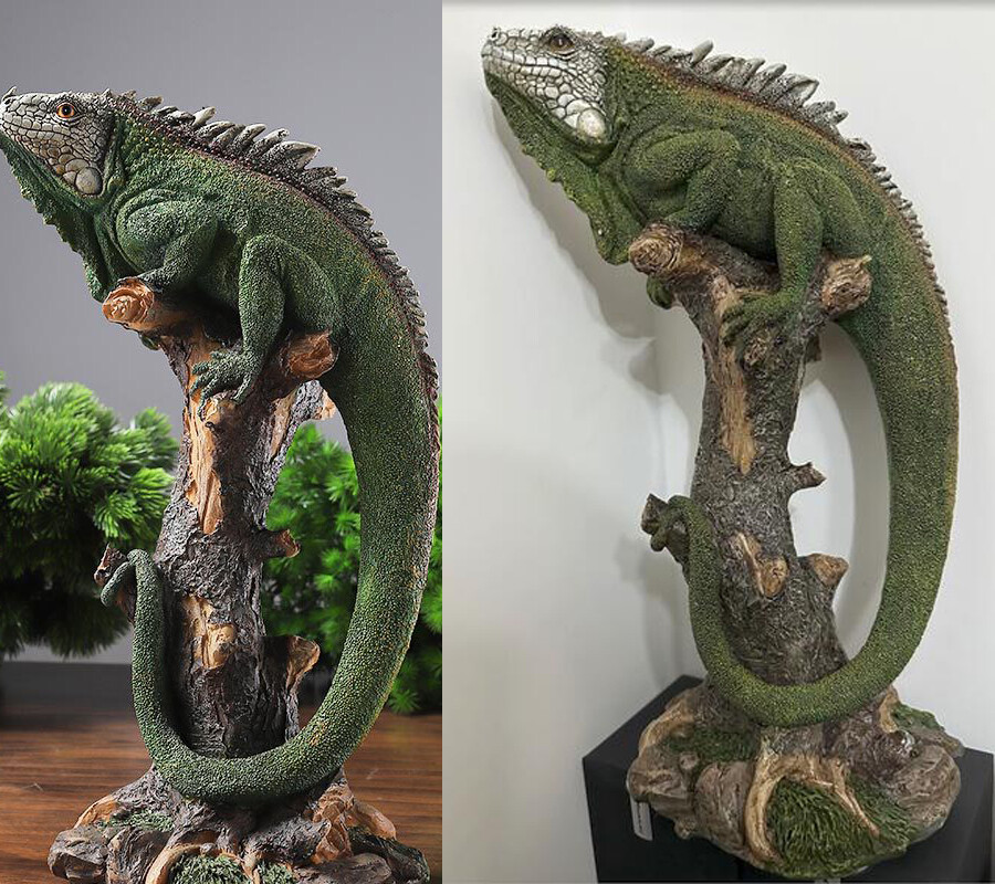 Chamaeleonidae Painted Lizard Model Resin Animal Sculpture 22cm New In Stock