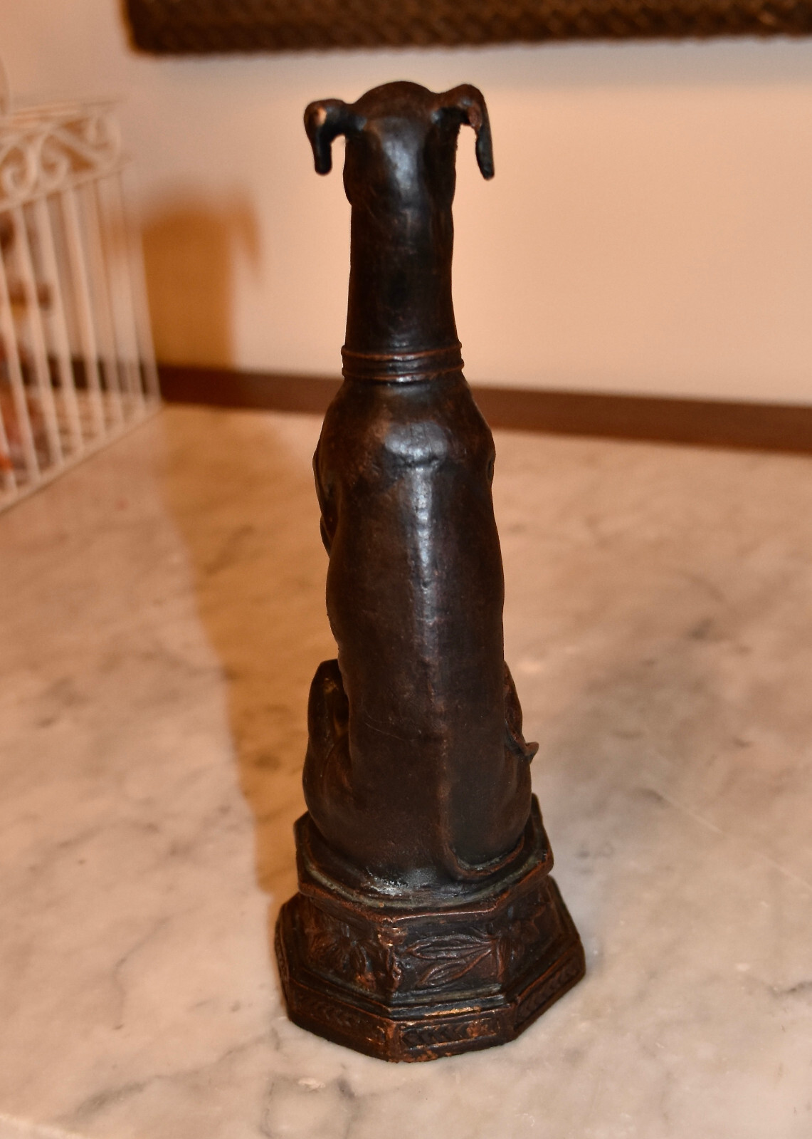 Greyhound Whippet Figurine Statue Bronze 8.75″ ~ Sitting On Base Hound