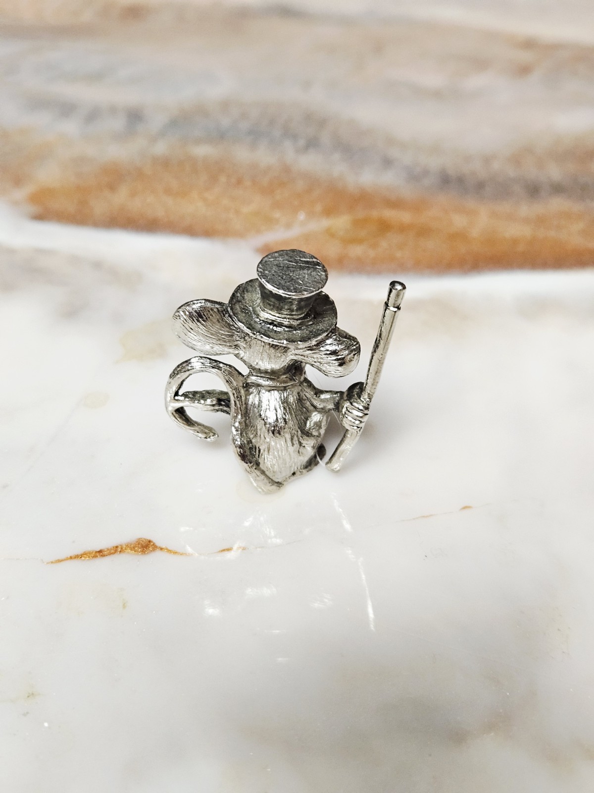 Miniature Metal Mouse 1.75 Inches Tall In Very Good Condition
