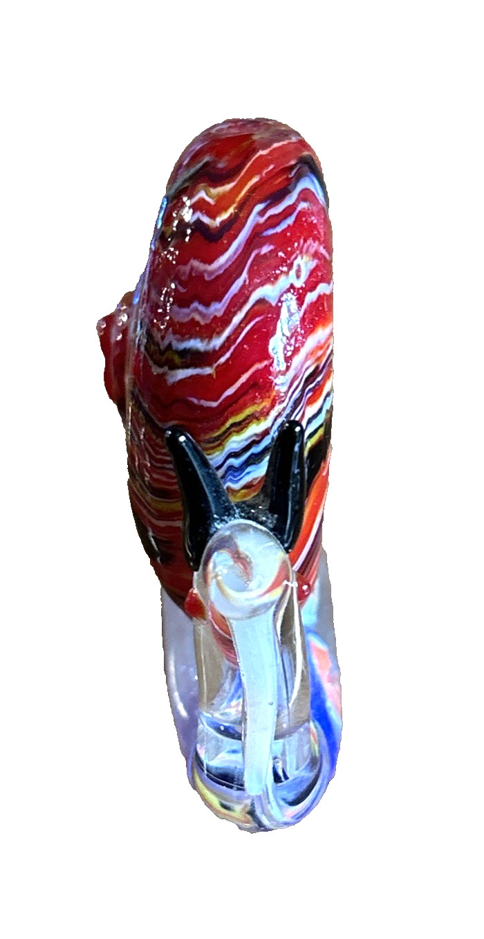 Hand Blown Murano Style Multi-Colored Snail Figurine with Millefiori Base 4″