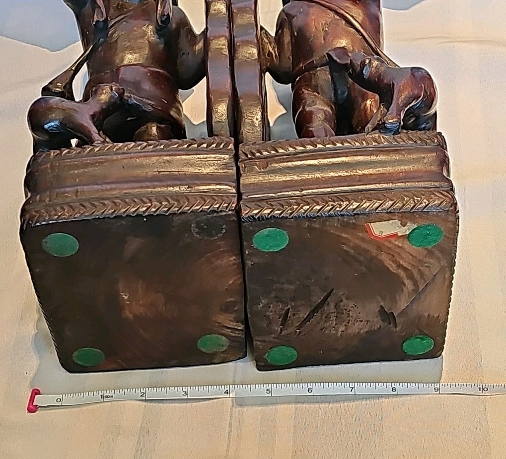 Igorot Philippines Vintage 1930 ‘ S Figural Bookends Pair Hand Carved Wood Luzon