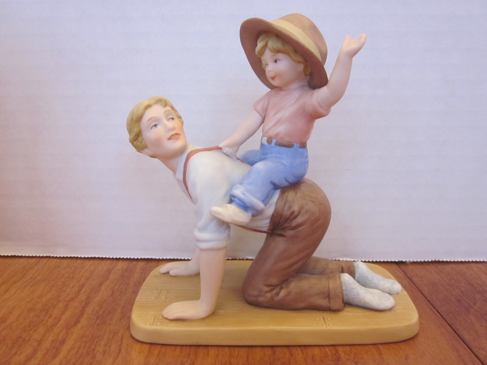 ENESCO 1986 Father & Son Series “Horsey Ride” Figurine Original Box, COA ID Card