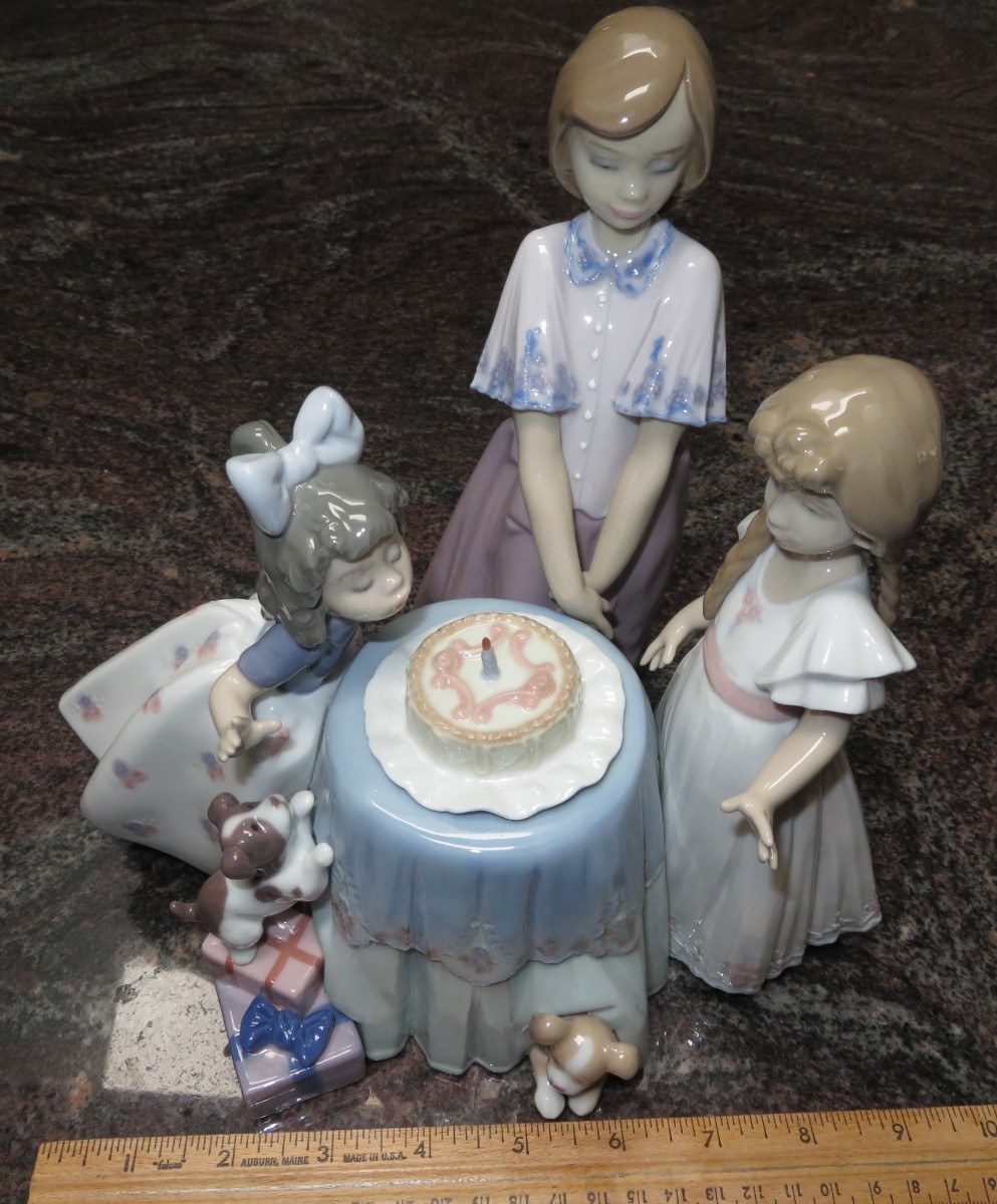 Lladro “Making a Wish” 5910 Girl Birthday Party with Cake Rare with original box