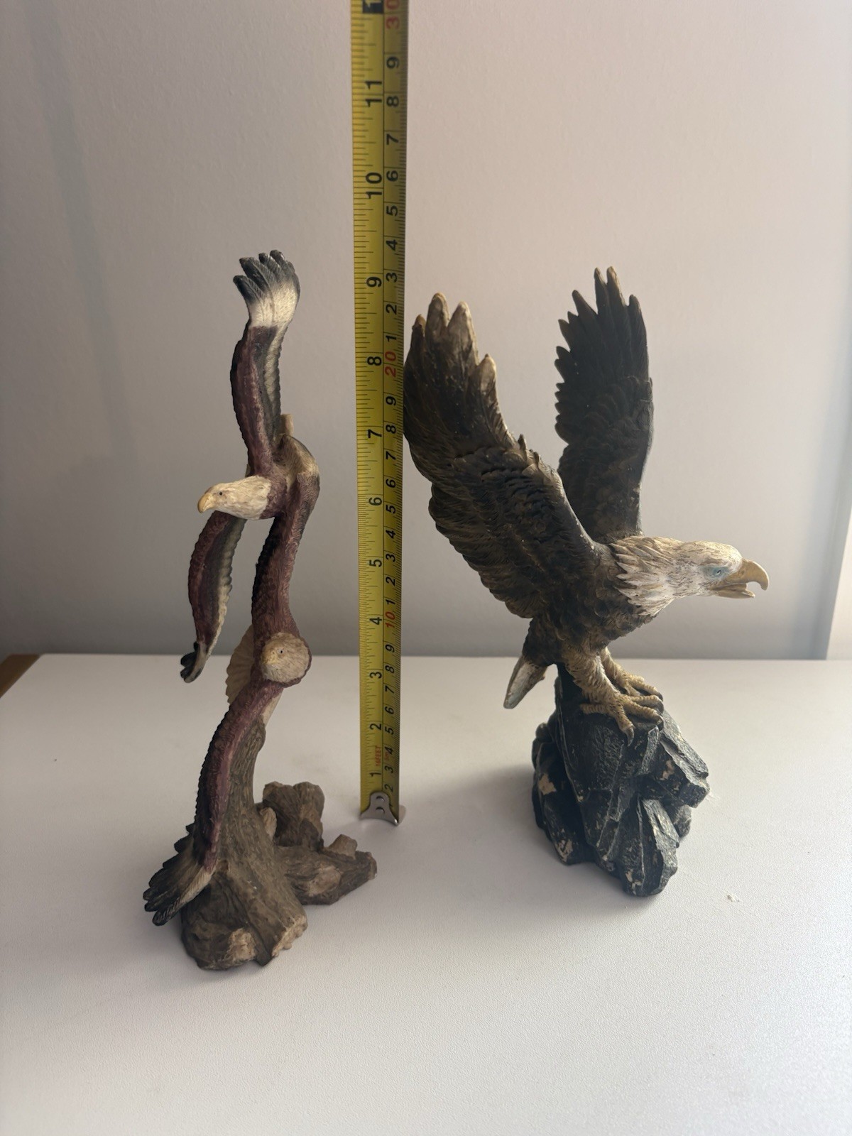 Bald Eagle Figures Pair Resin Wildlife Decor Christian Statue Set