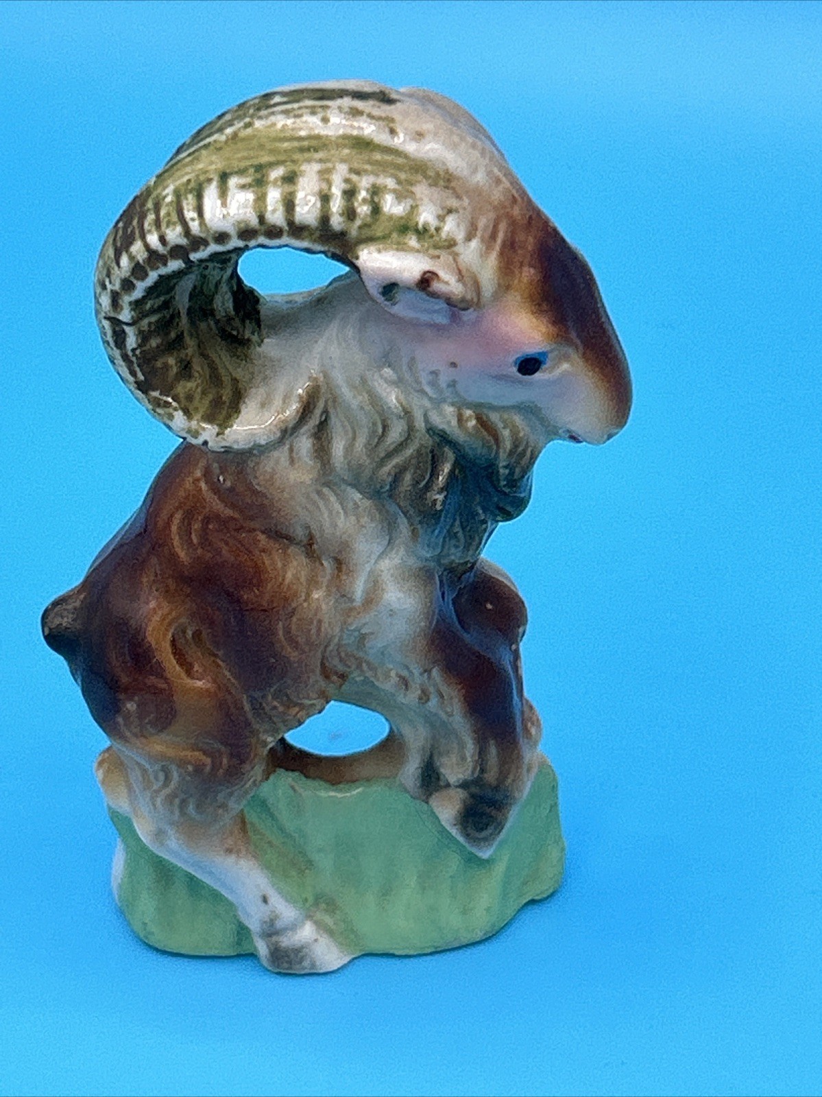 Vintage Porcelain Ram, 2.75 Inches Tall