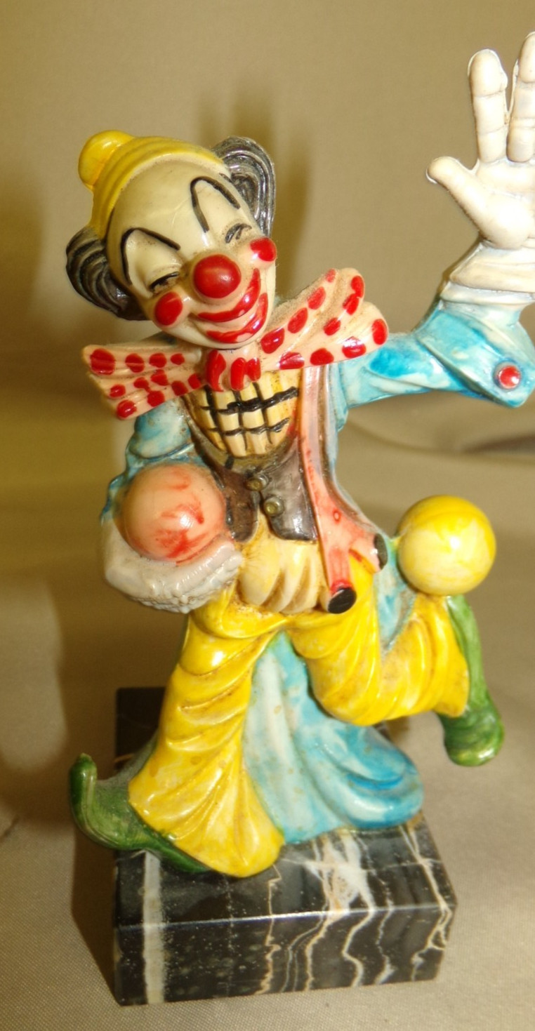 Vintage Fontanini Depose Circus Clown Carrara Marble Base Italy Figurine
