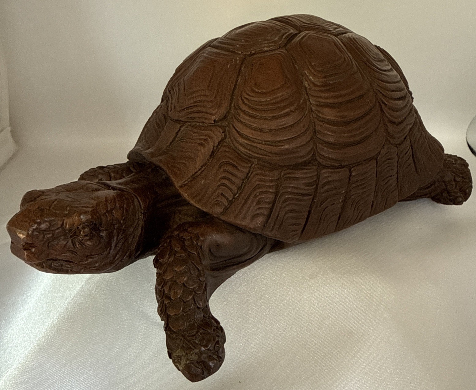 Vintage Red Mill Turtle Figurine Carved Faux Wood Brown Handcrafted USA Signed