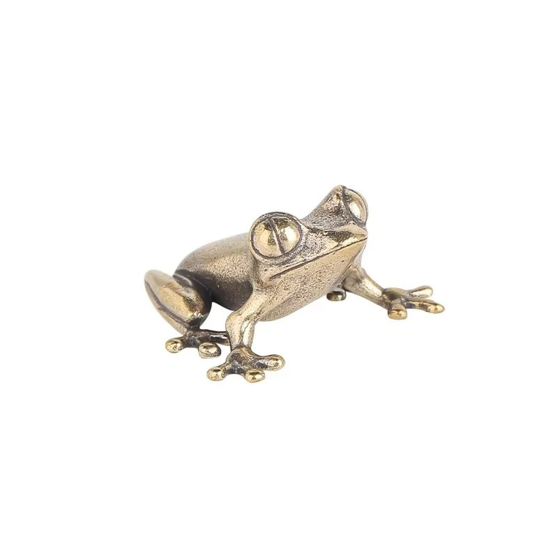 Brass Frog Figurine Small Animal Statue Table Office Home Decoration Toy Gifts