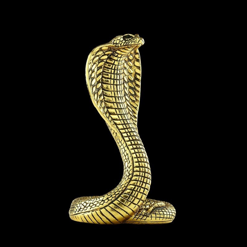 Unique Egyptian Statue Goddess Cobra Handmade Replica made in gold leaf Figure