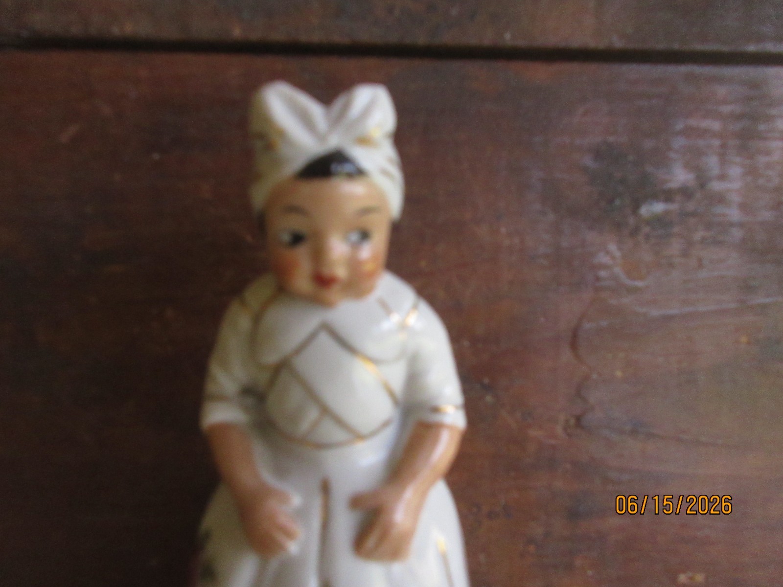 Vintage Ceramic Made in Japan Maid Figurine Bell Designed with Roses