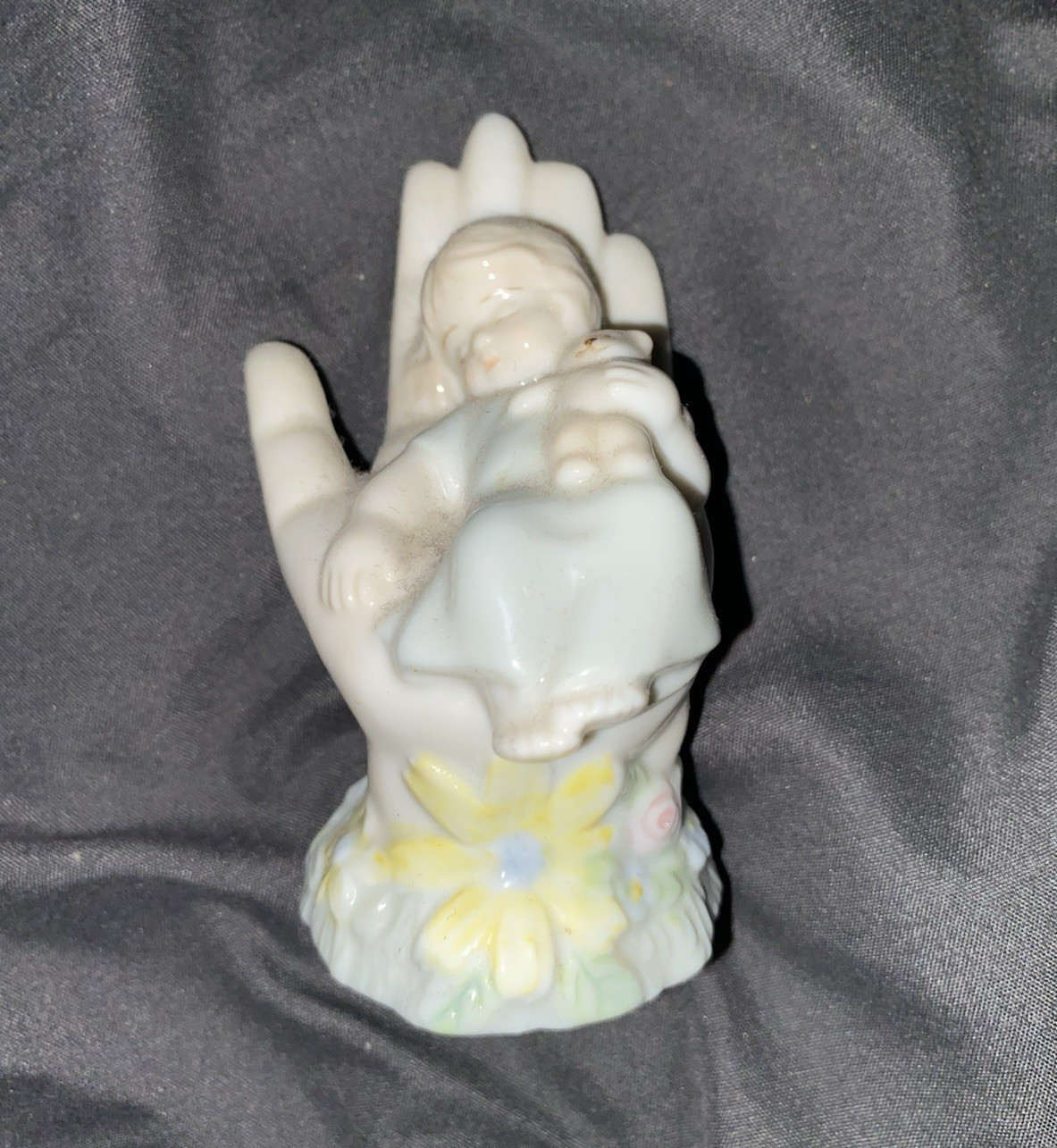 Hand Painted Ceramic Angel Figurine, White/Blue/Yellow, Small, 1 Pack