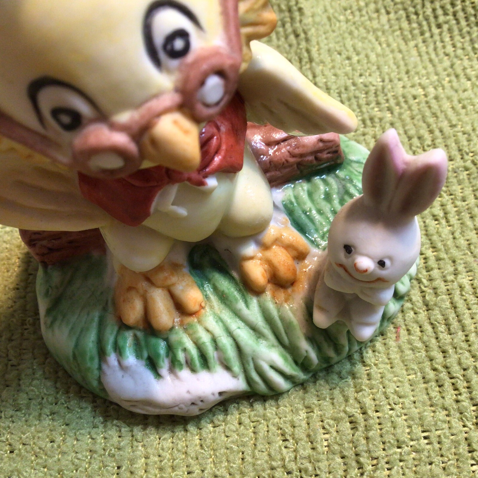 Vintage WISE OLD Owl Figurine with rabbit UCGC Midcentury Modern