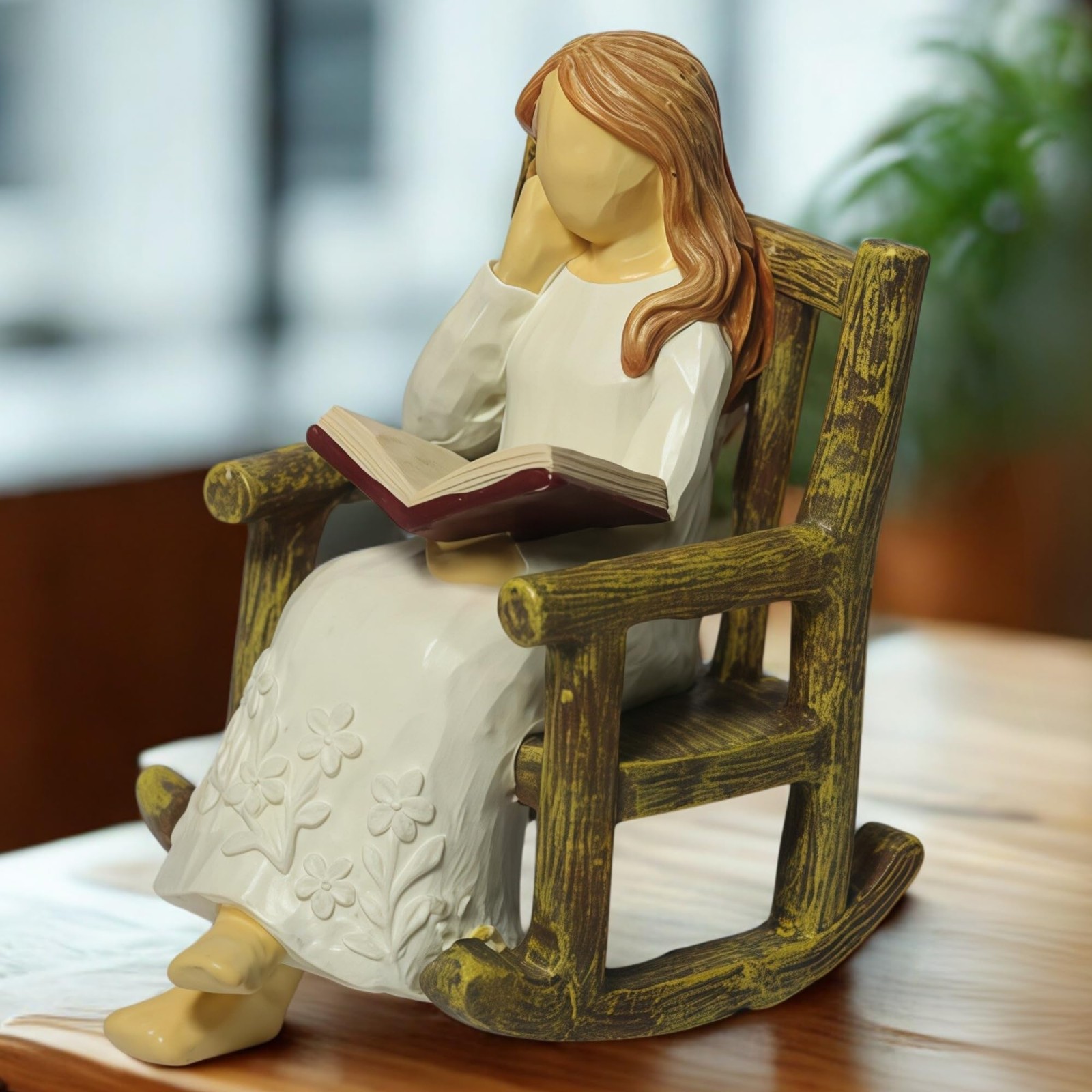 Book Figurine for Shelves Gifts for Women Readers Resin Reading Woman Statue …