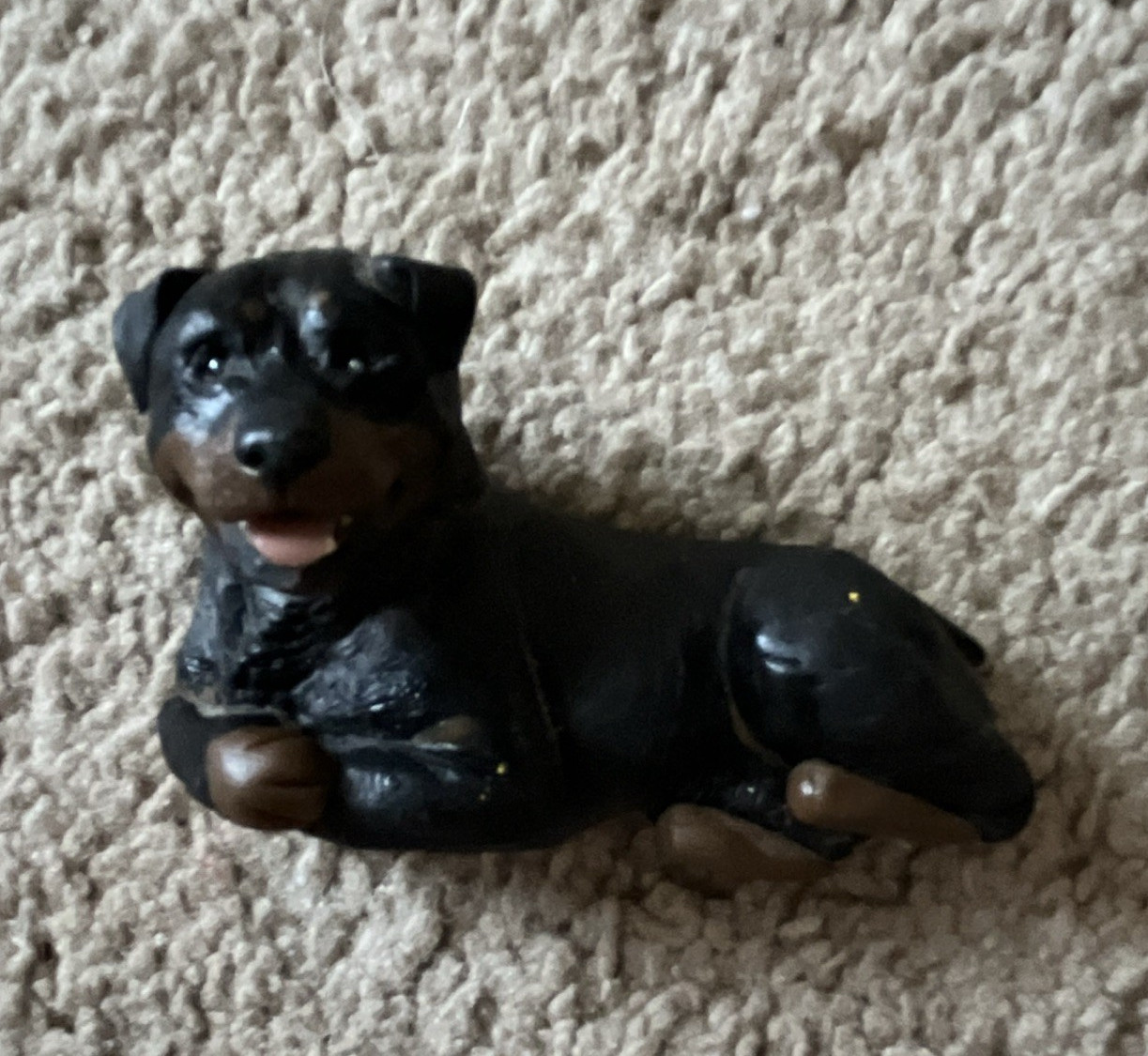Small Black & Brown Dog Figurine Painted Resin, Animals Theme, All Occasions