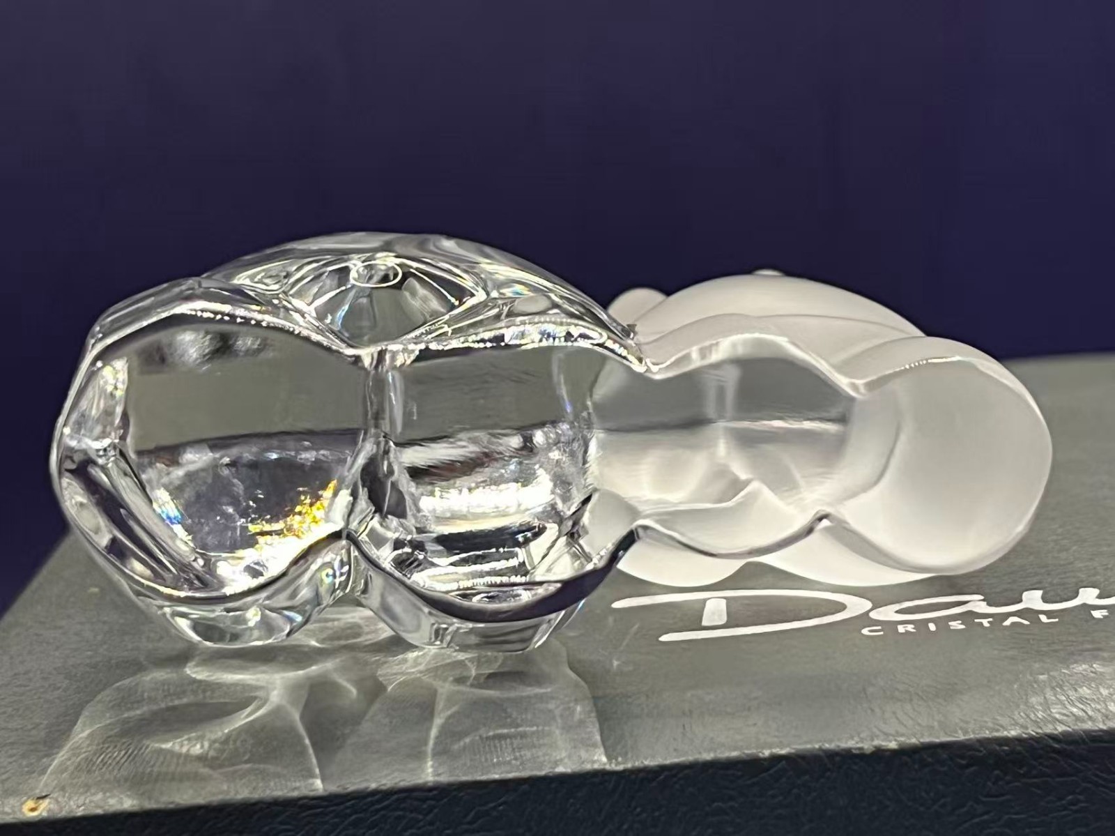 Daum France Crystal Male and Female Nude Torsos Figurine- Maurice Legendre w/Box