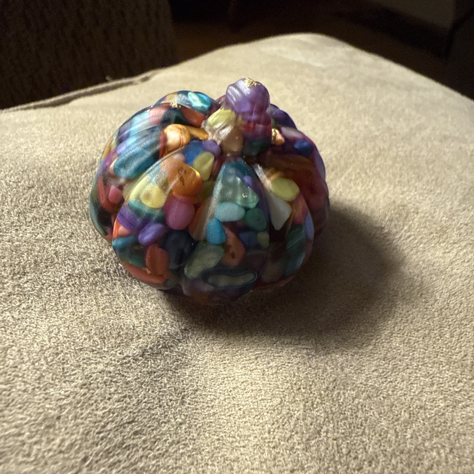 Bohemian Style Multi Colored Crystal Resin Gemstone Pumpkin Figurine