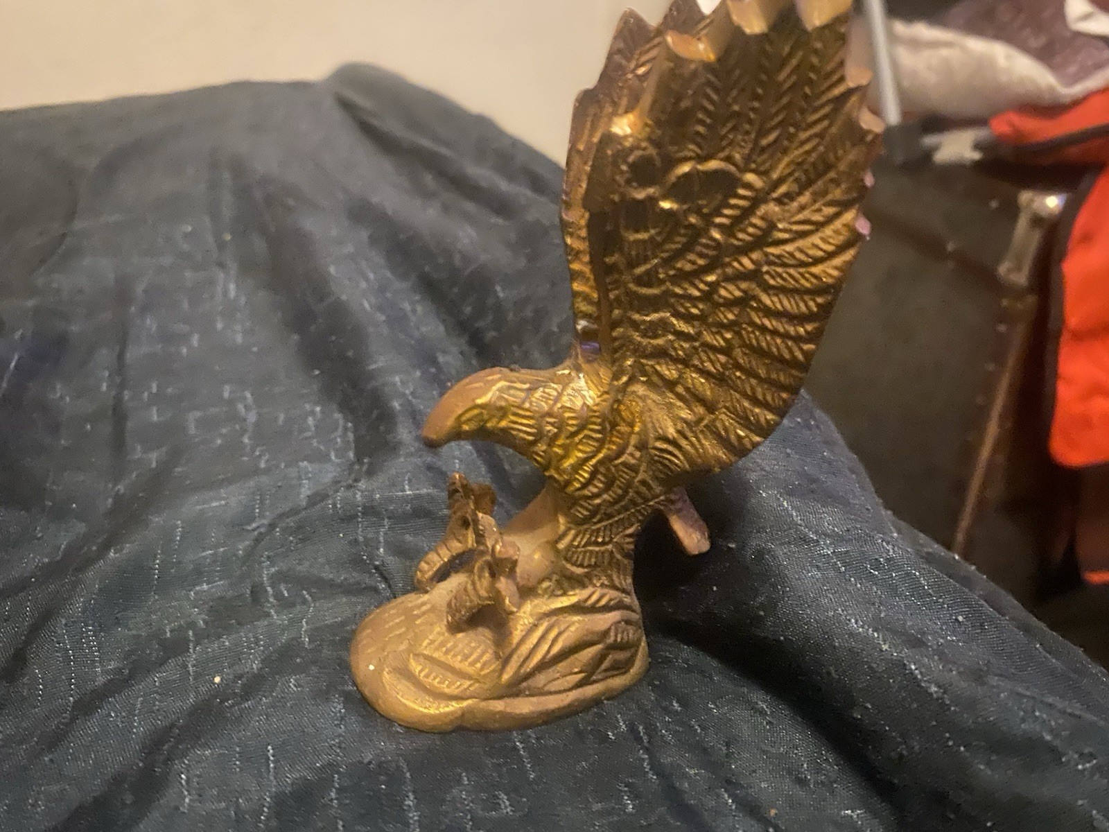 Gold Metal Eagle Figurine Metallic Finish Animals Decor Unboxed