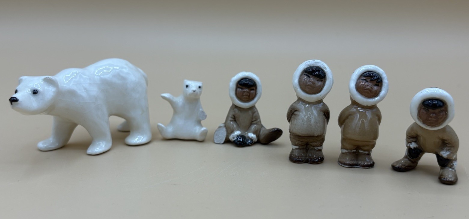Vintage Hagen Renaker Polar Bears with Inuit Children Lot