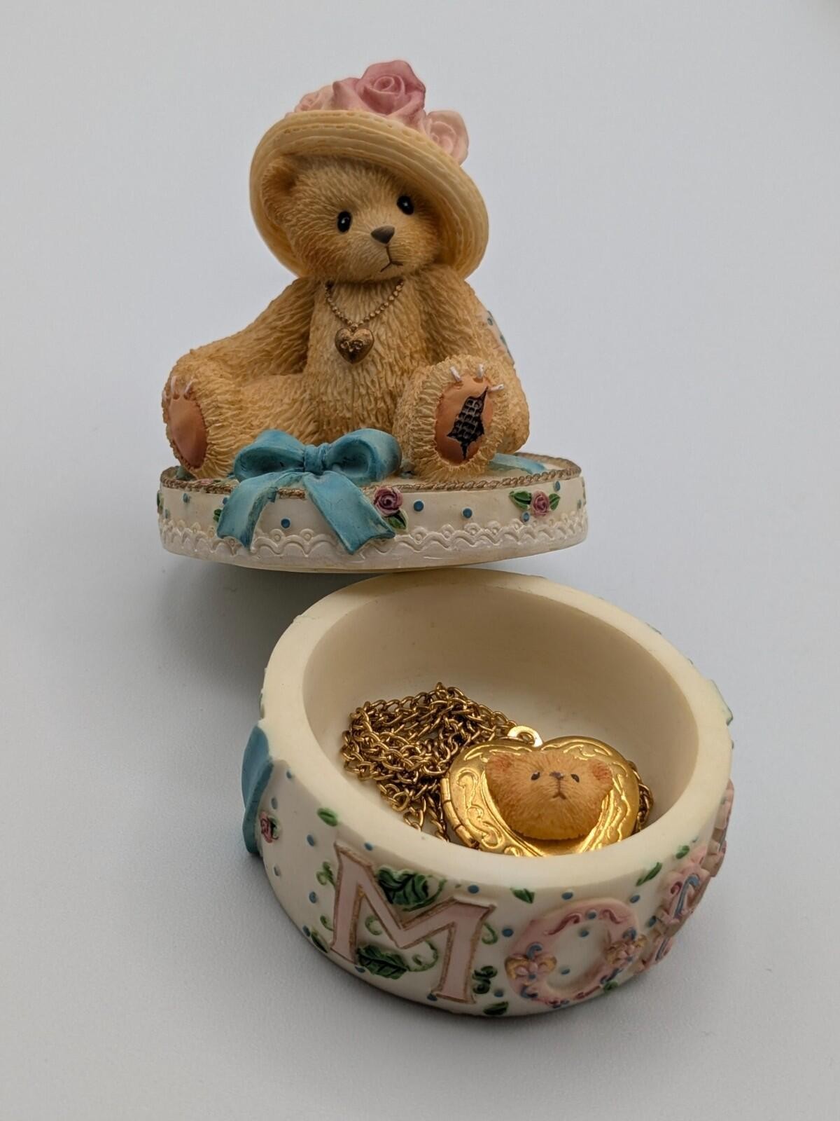 Cherished Teddies Mom Maker of Miracles (306614) 1997 Covered Box with Locket