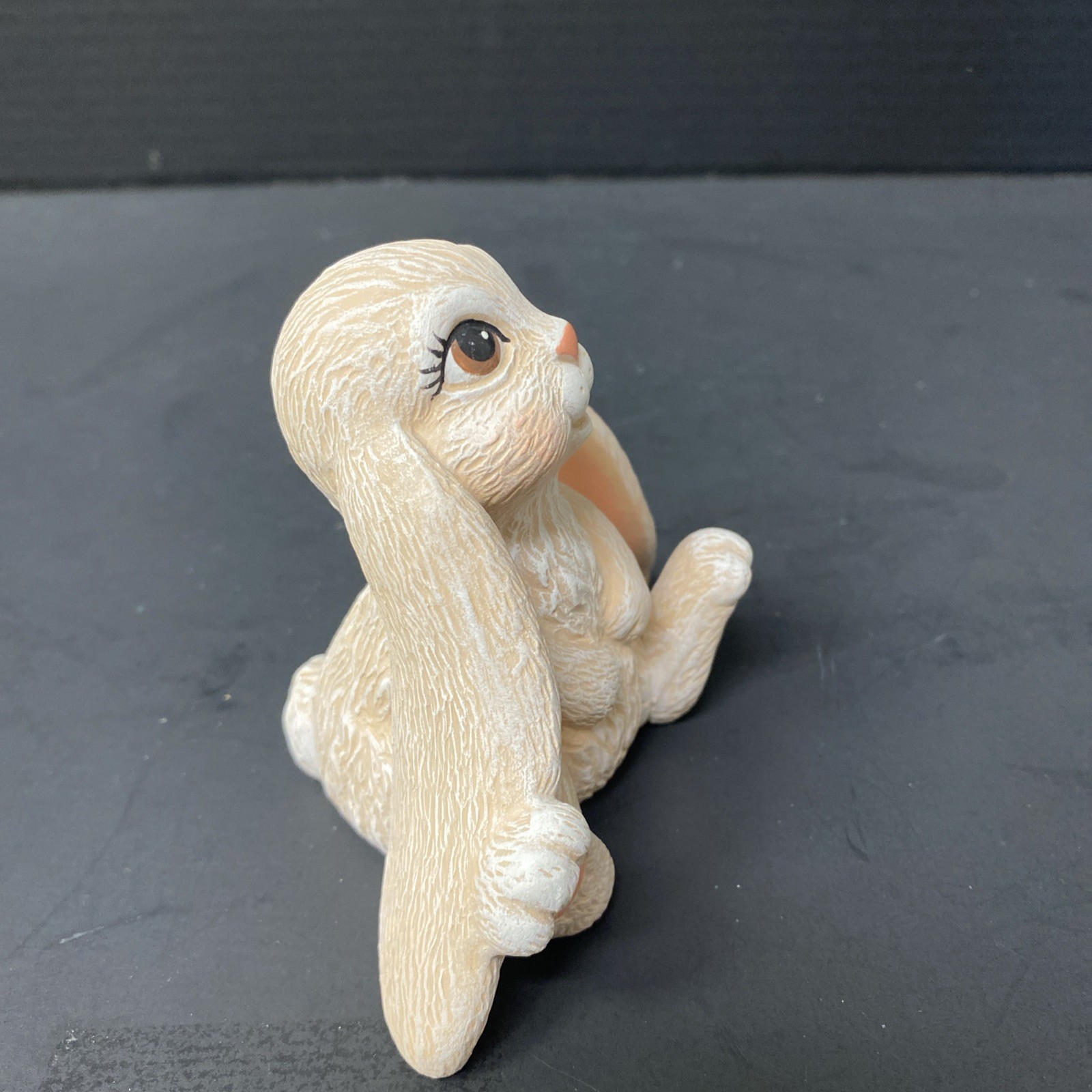 Ceramic Flop Eared Bunny Sitting 3.5″ Figurine Scioto Hand Painted